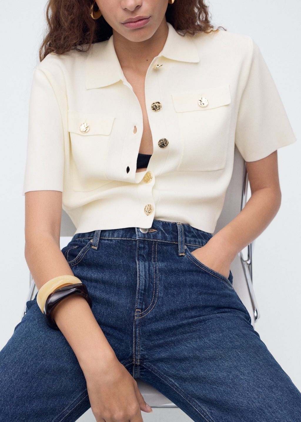 Short-sleeved knitted jacket