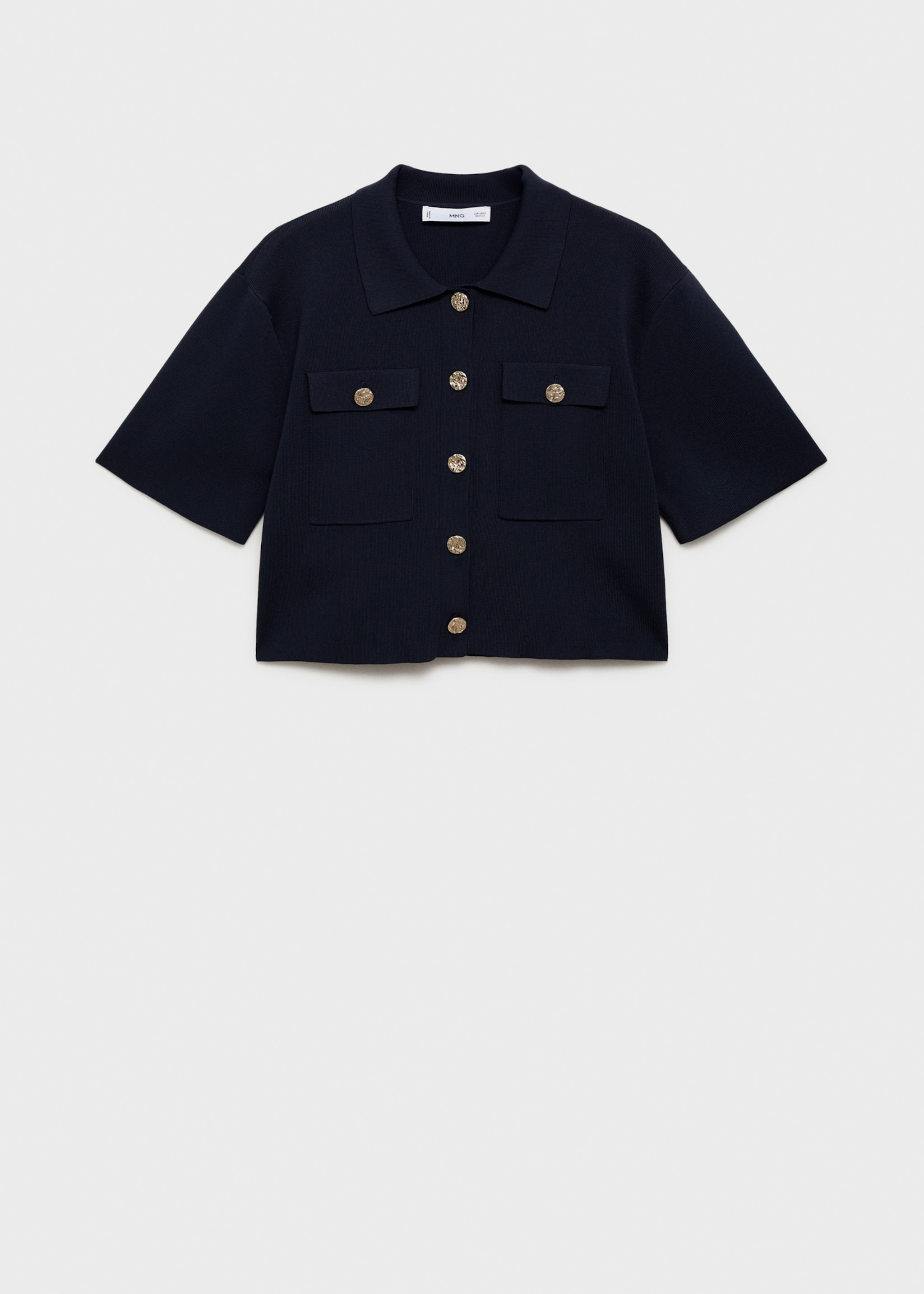 Short-sleeved knitted jacket - Article without model, Navy. Ref: 17084076-00.