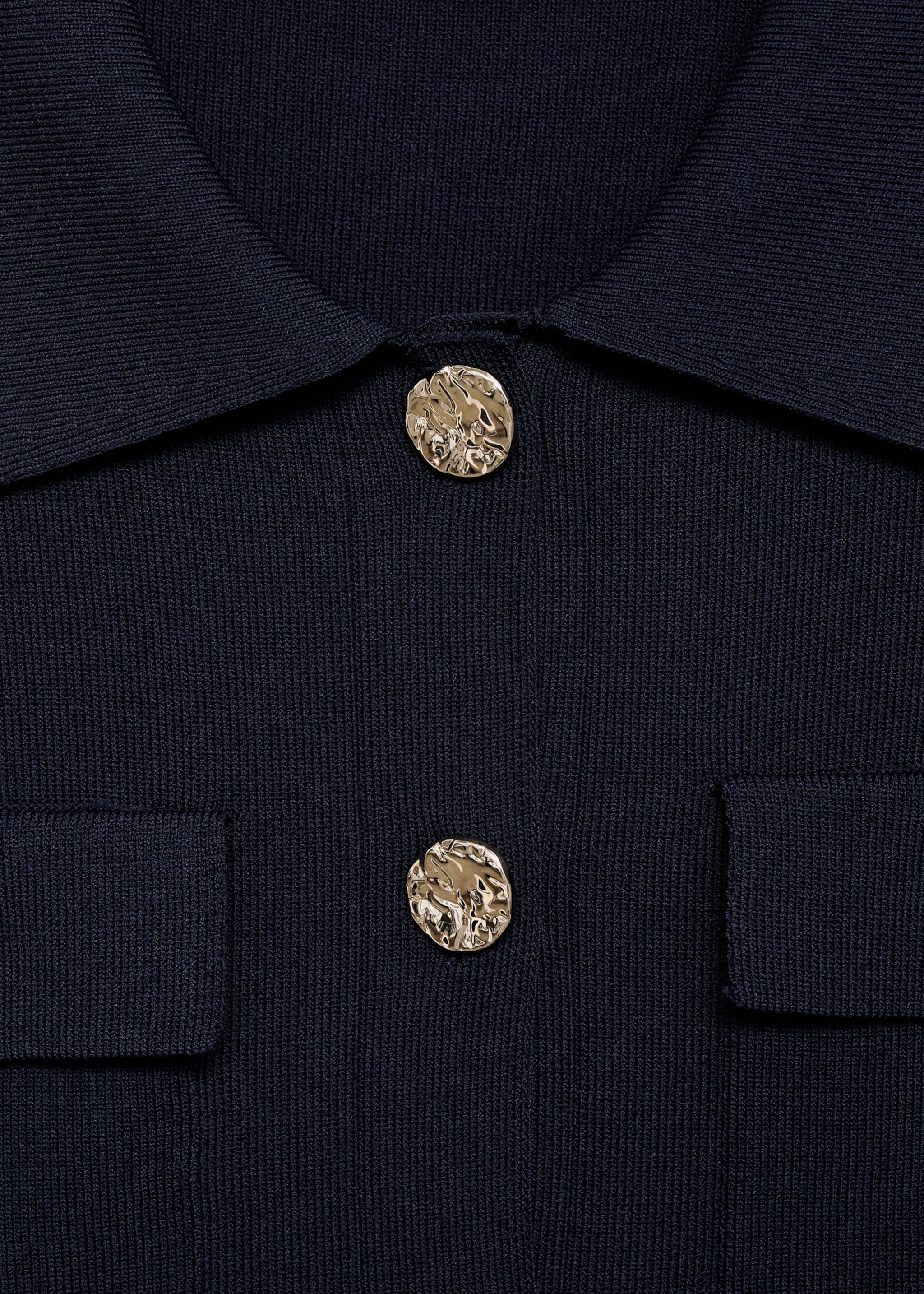 Short-sleeved knitted jacket - Details of the article 8, Navy. Ref: 17084076-00.