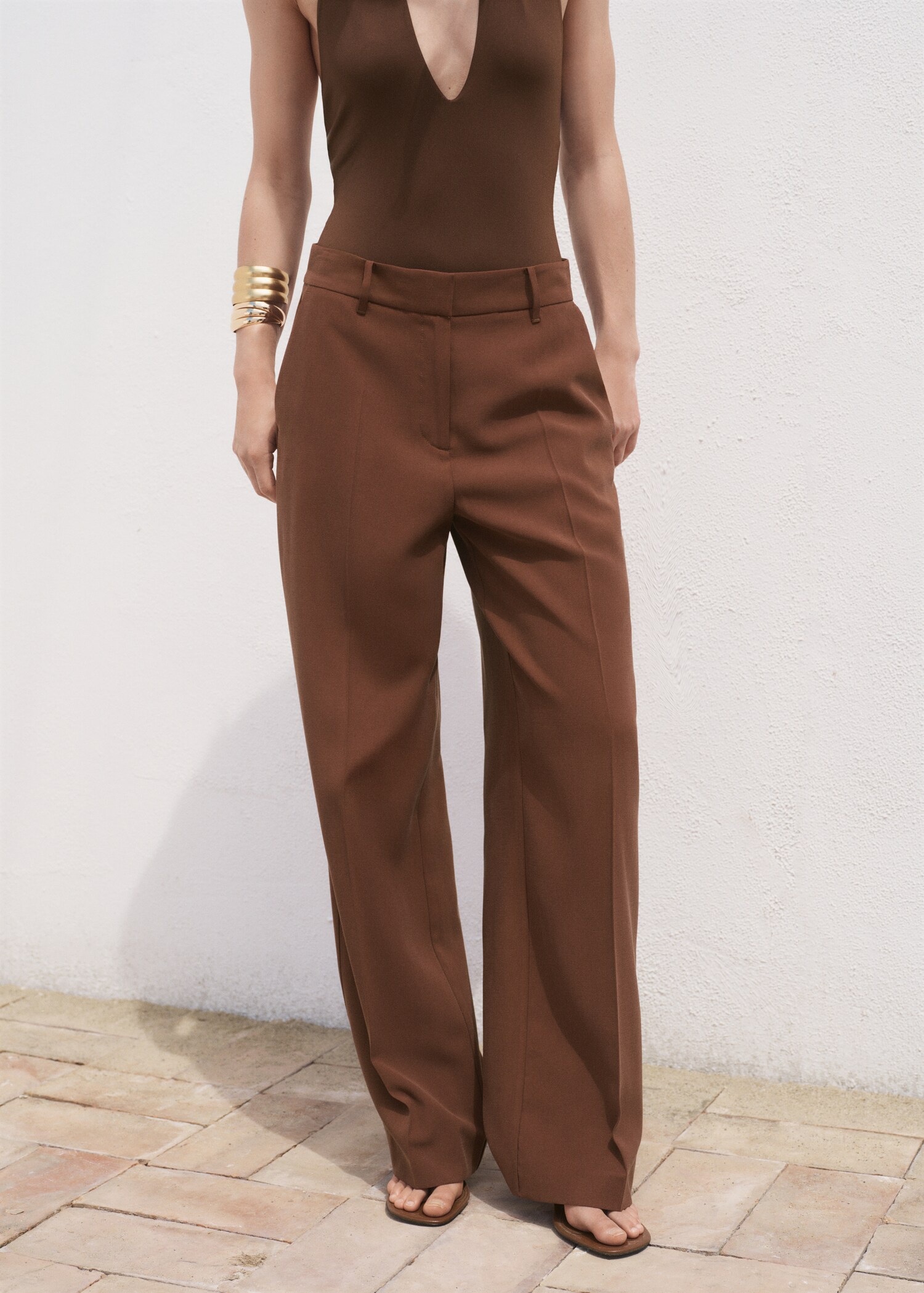 Straight mid-rise pants - Medium plane