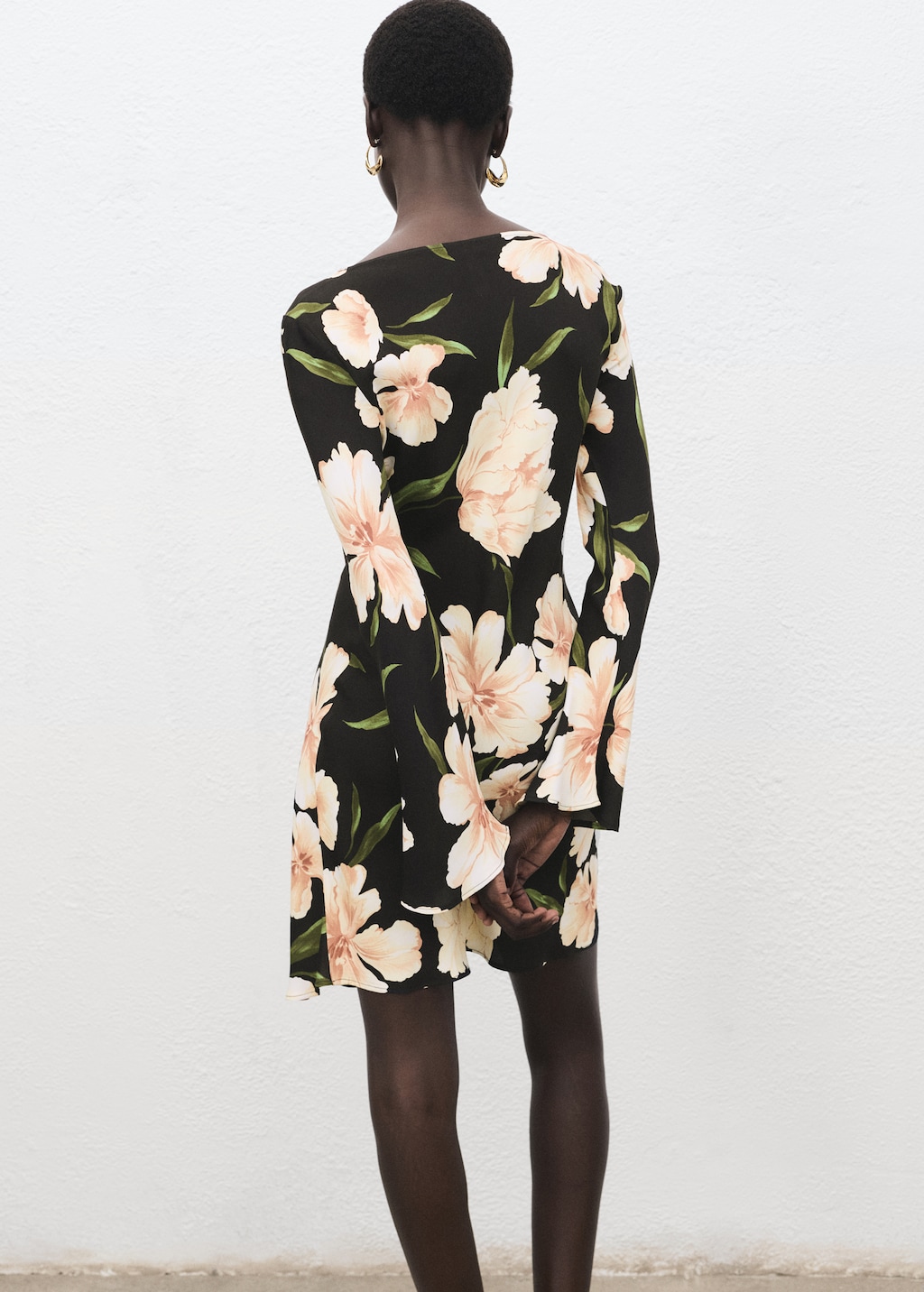 Floral-print dress with bell sleeves