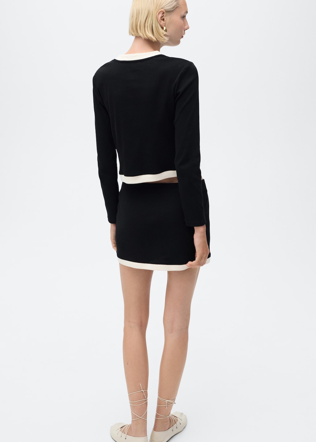 Mango Contrasting cotton skirt