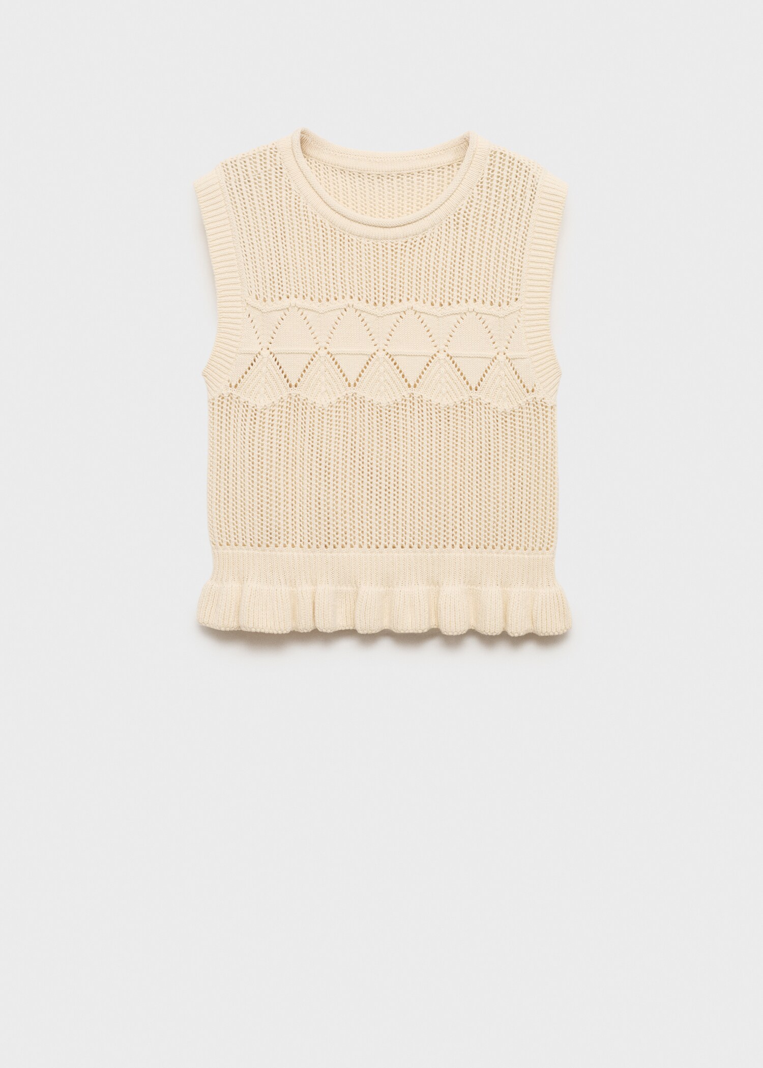 Openwork knit gilet with ruffle - Article without model