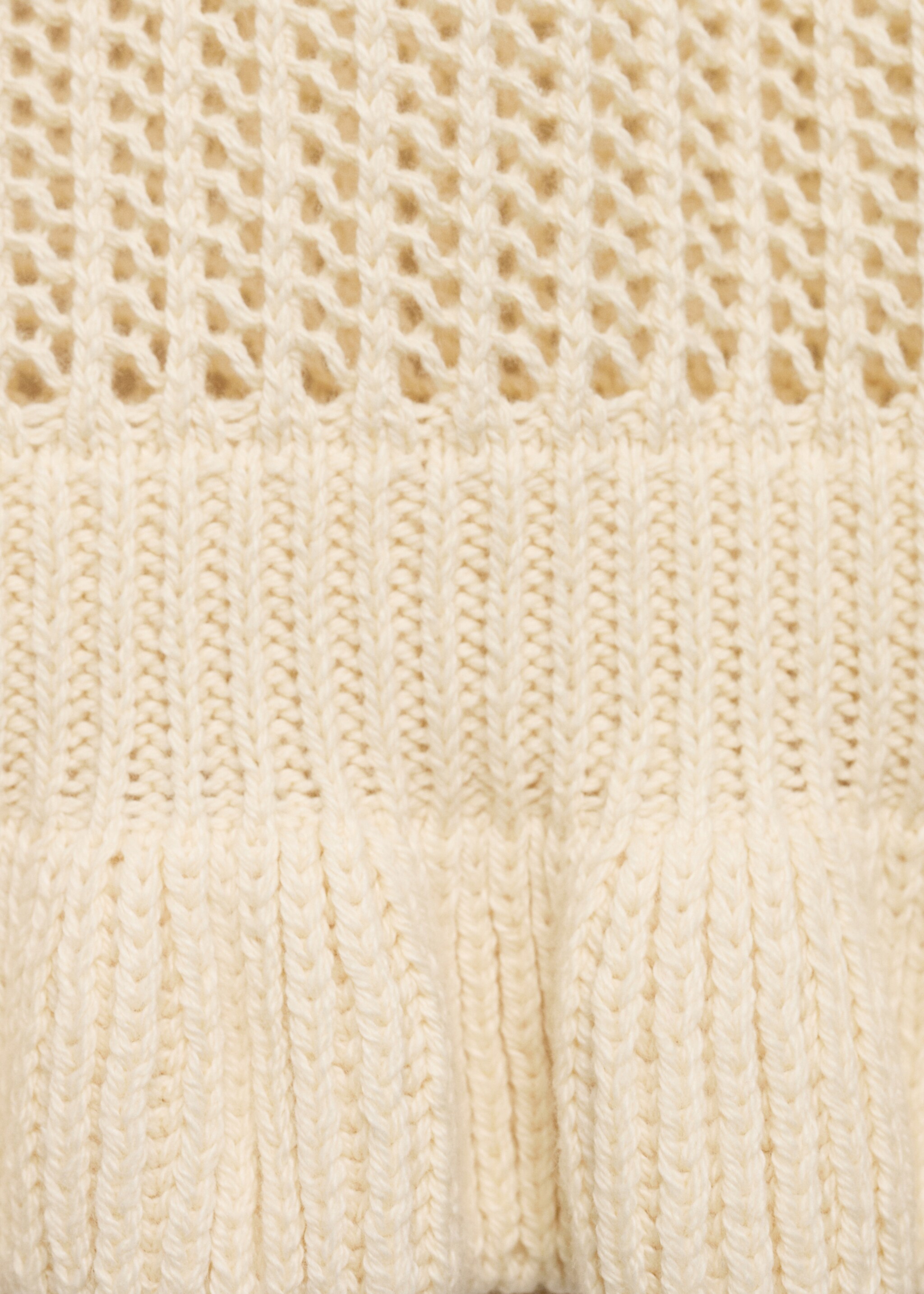 Openwork knit gilet with ruffle - Details of the article 0, Ecru. Ref: 17084082-00.