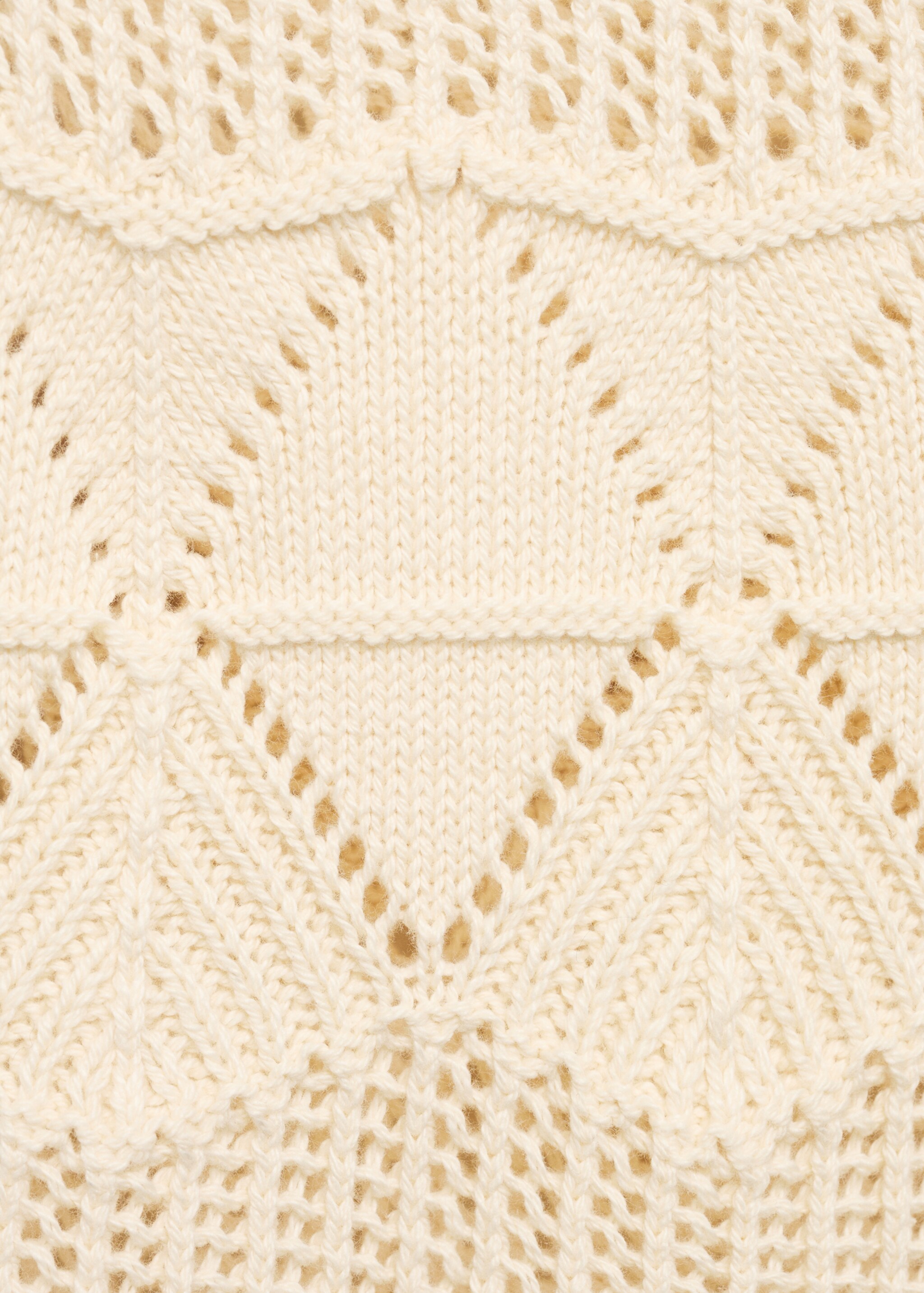 Openwork knit gilet with ruffle - Details of the article 8, Ecru. Ref: 17084082-00.