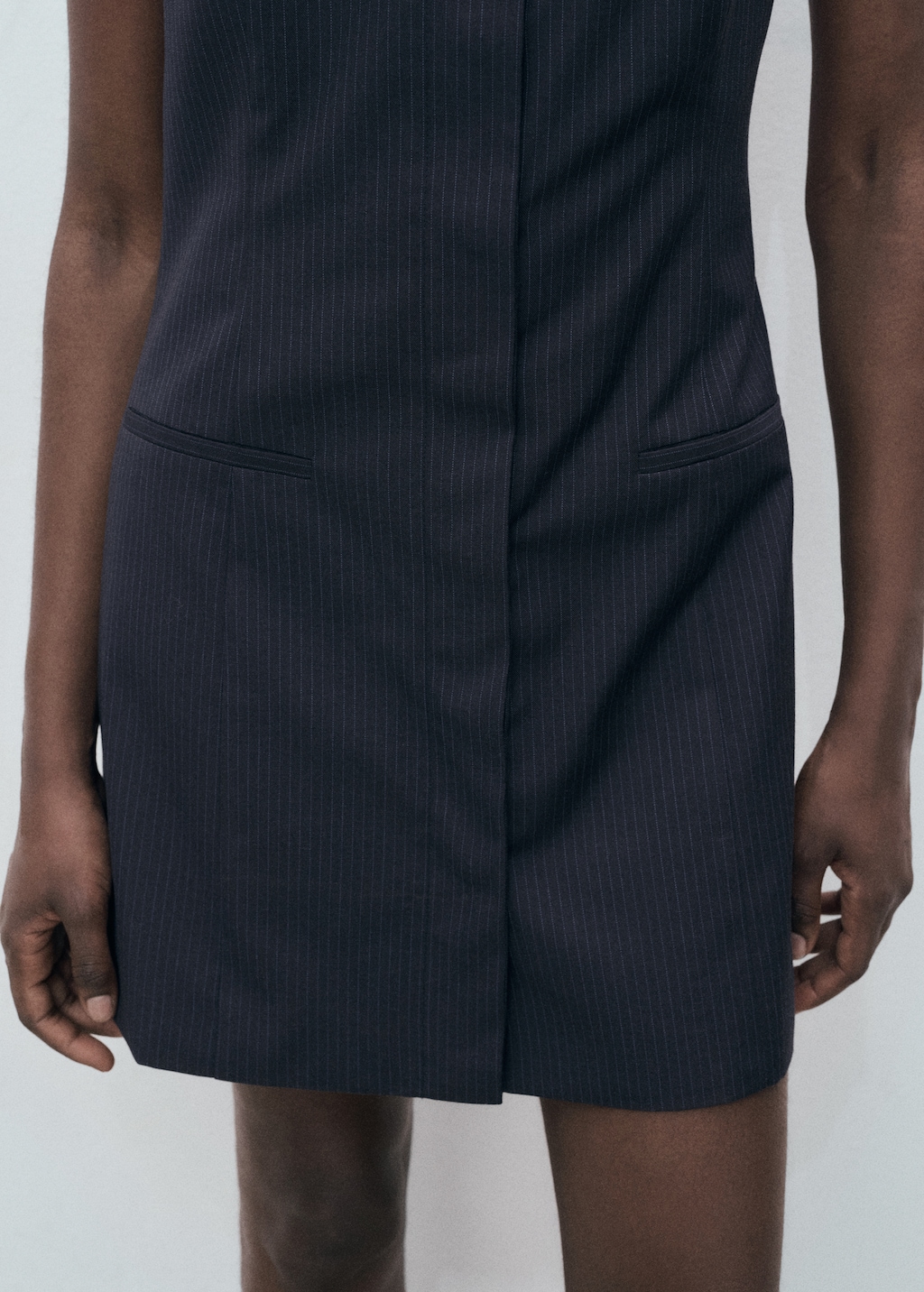 Pinstripe dress with hidden buttons