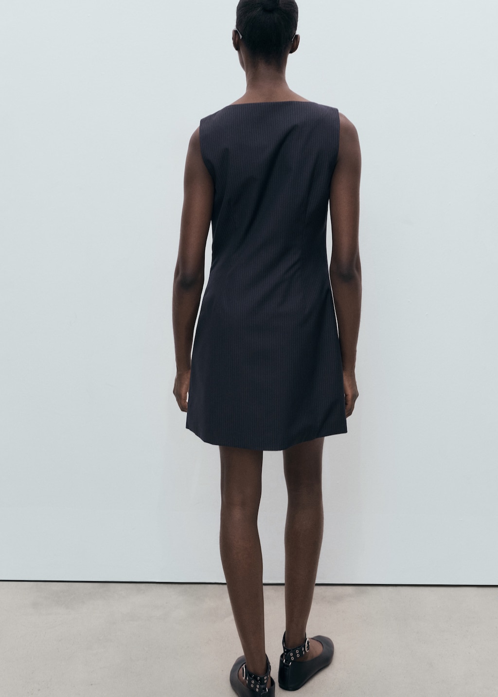 Pinstripe dress with hidden buttons