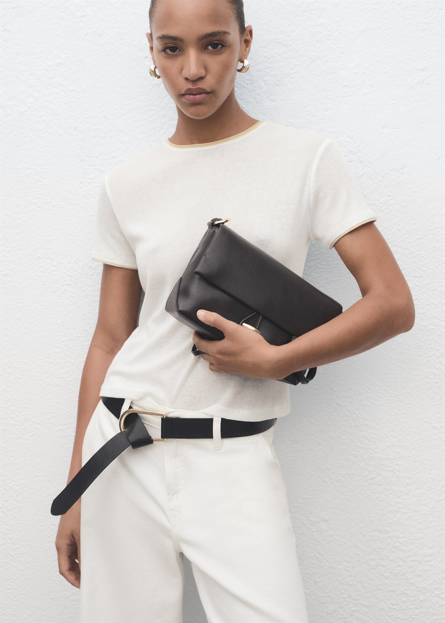 T-shirt coton combiné - Plan moyen