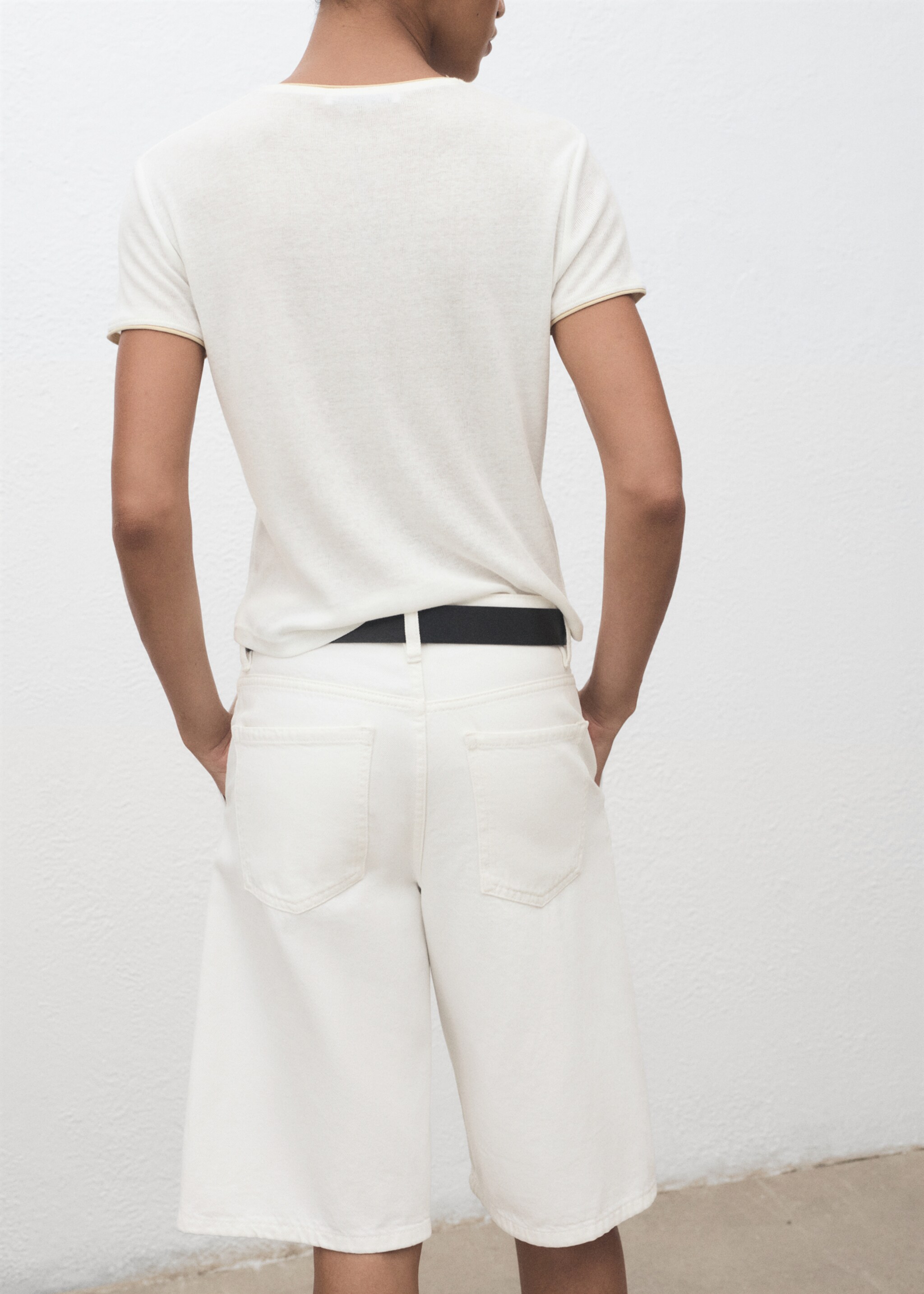 Combined cotton t-shirt - Reverse of the article, Ecru. Ref: 17084093-00.