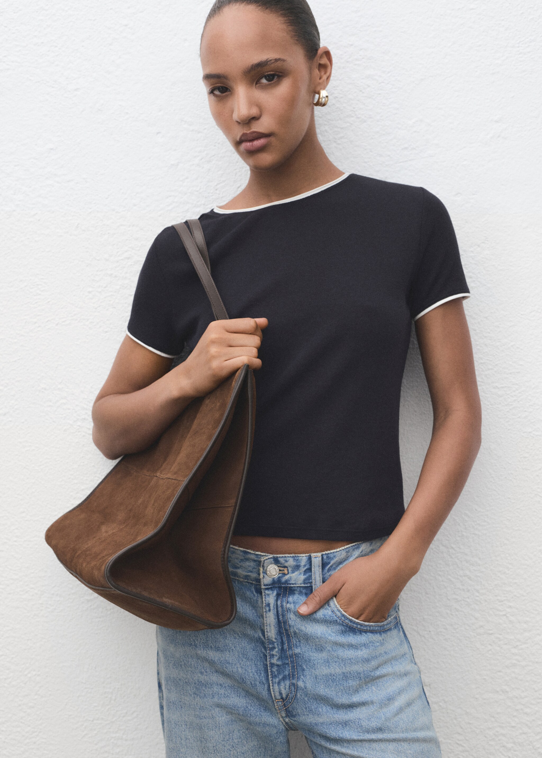 Combined cotton t-shirt - Medium plane, Navy. Ref: 17084093-00.