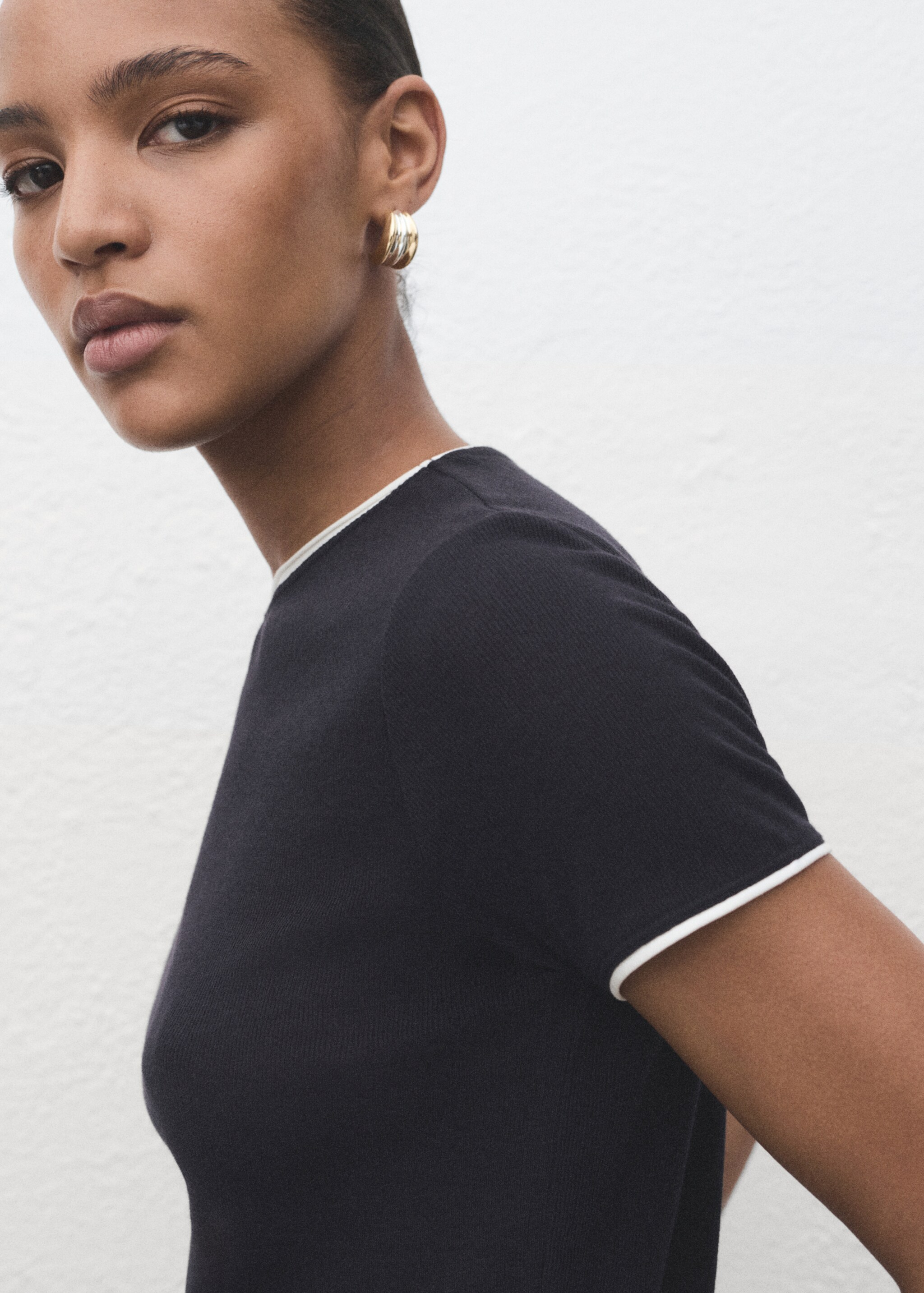 Combined cotton t-shirt - Details of the article 1, Navy. Ref: 17084093-00.