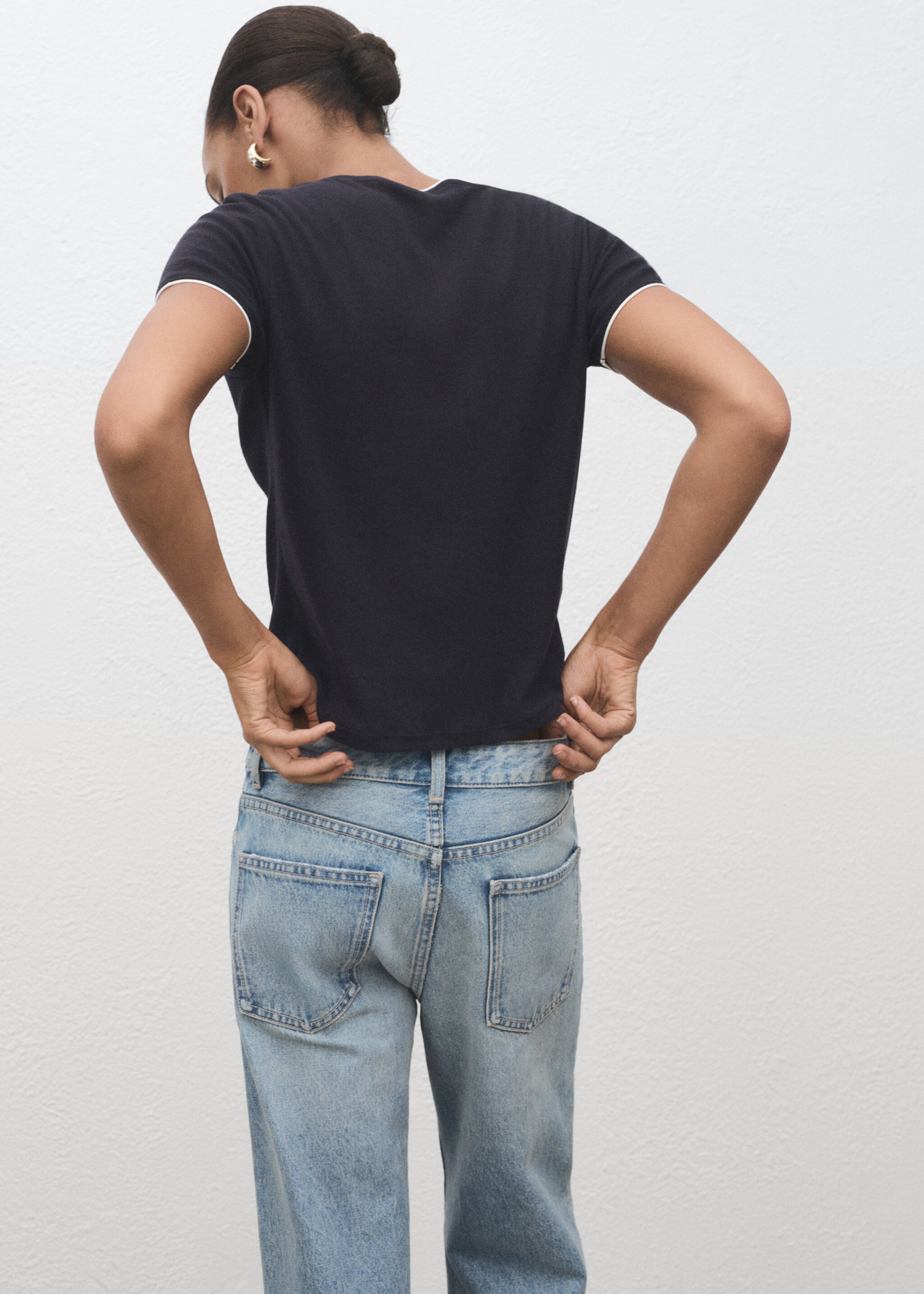 Combined cotton t-shirt - Reverse of the article, Navy. Ref: 17084093-00.
