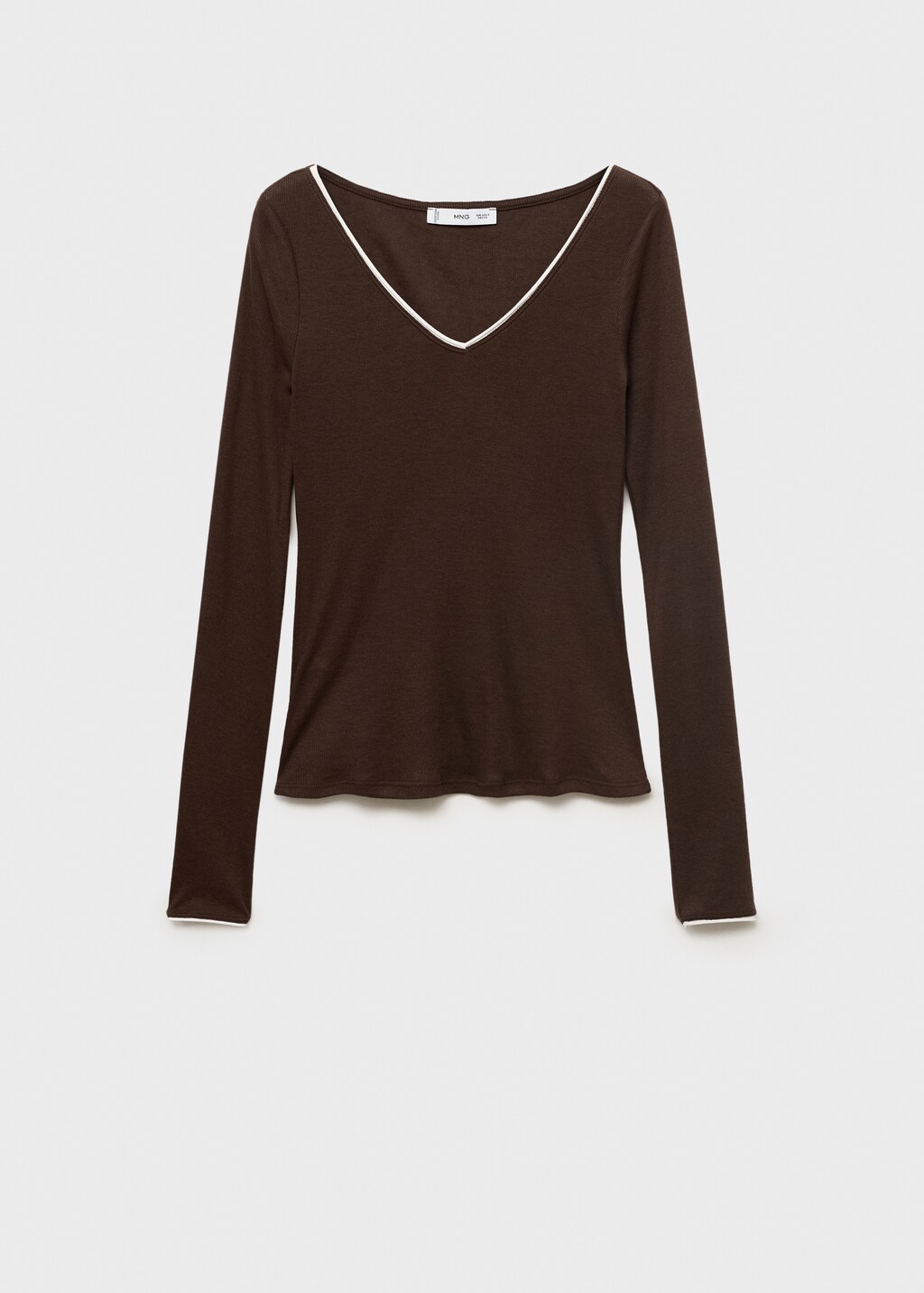 Mango V-neck combined-fabric t-shirt thumbnail