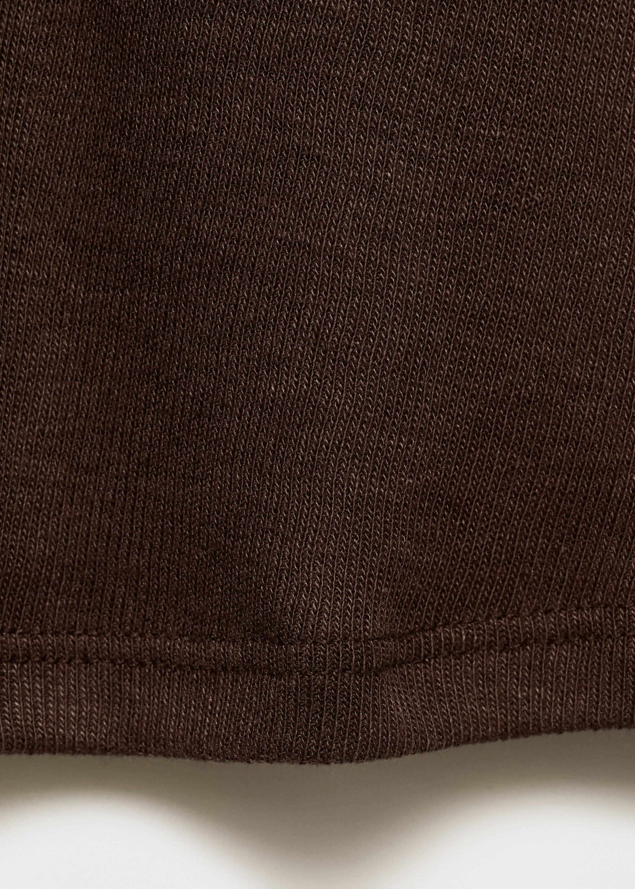 V-neck combined-fabric t-shirt - Details of the article 0, Brown. Ref: 17084094-00.