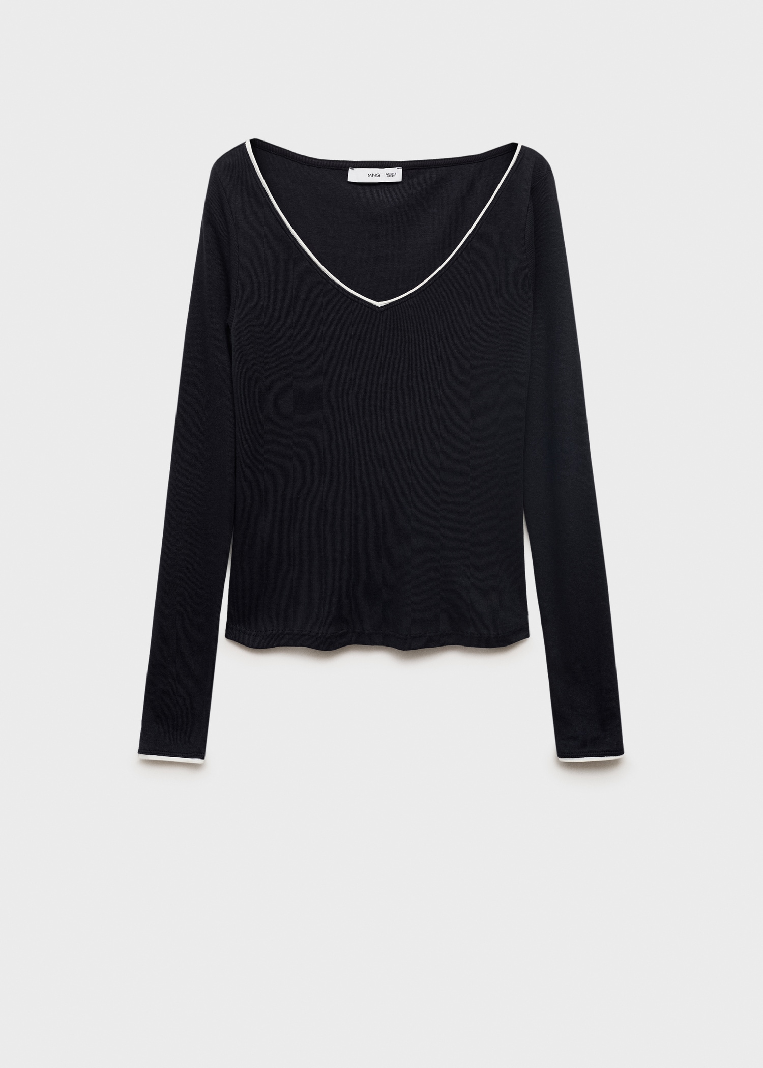Gina Tricot V NECK TOP - Maglietta A Manica Lunga - Black/nero - Foto 8