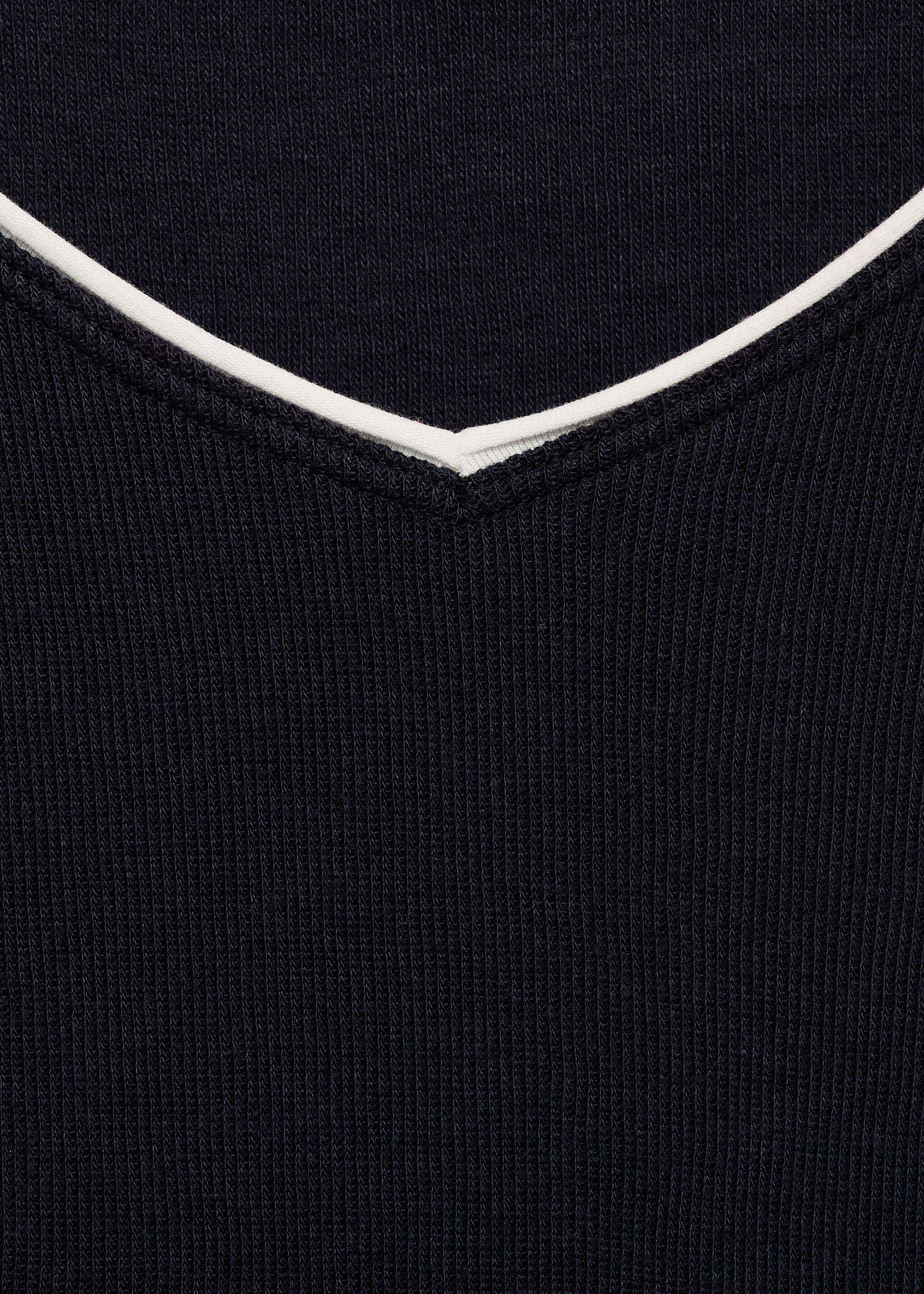 V-neck combined-fabric t-shirt - Details of the article 8, Dark Navy. Ref: 17084094-00.