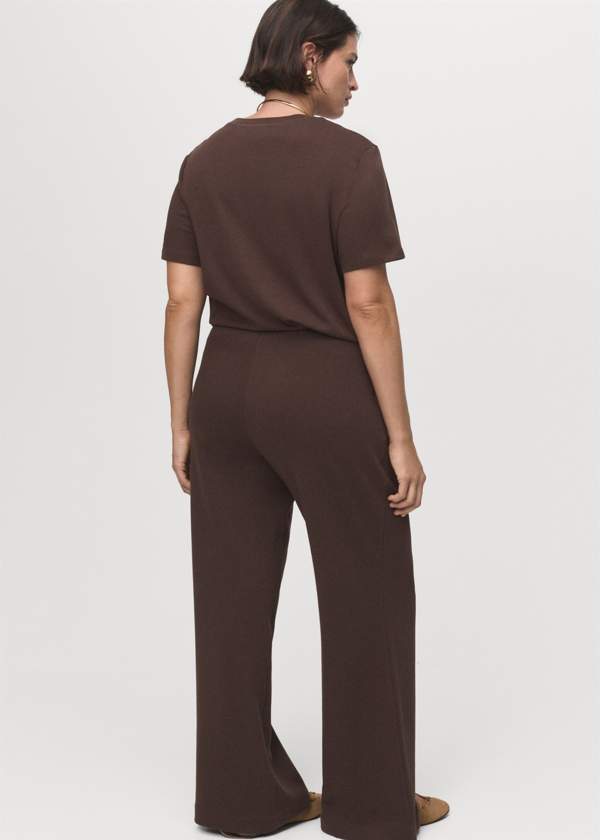 Straight-fit cotton trousers - Details of the article 4, Brown. Ref: 17084095-00.