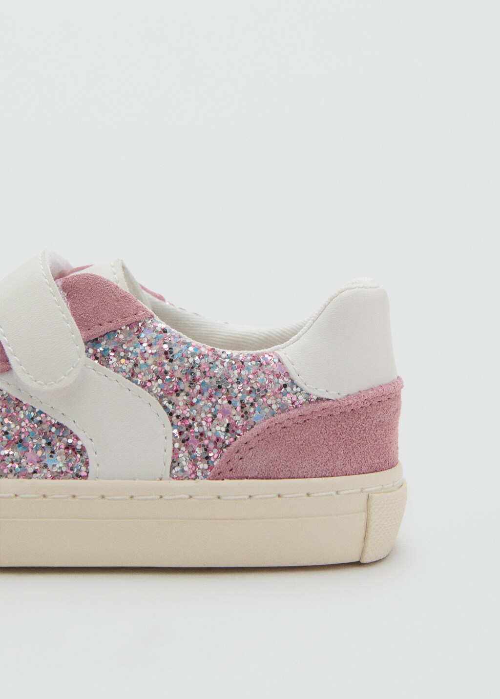 Glitter sneakers with leather details