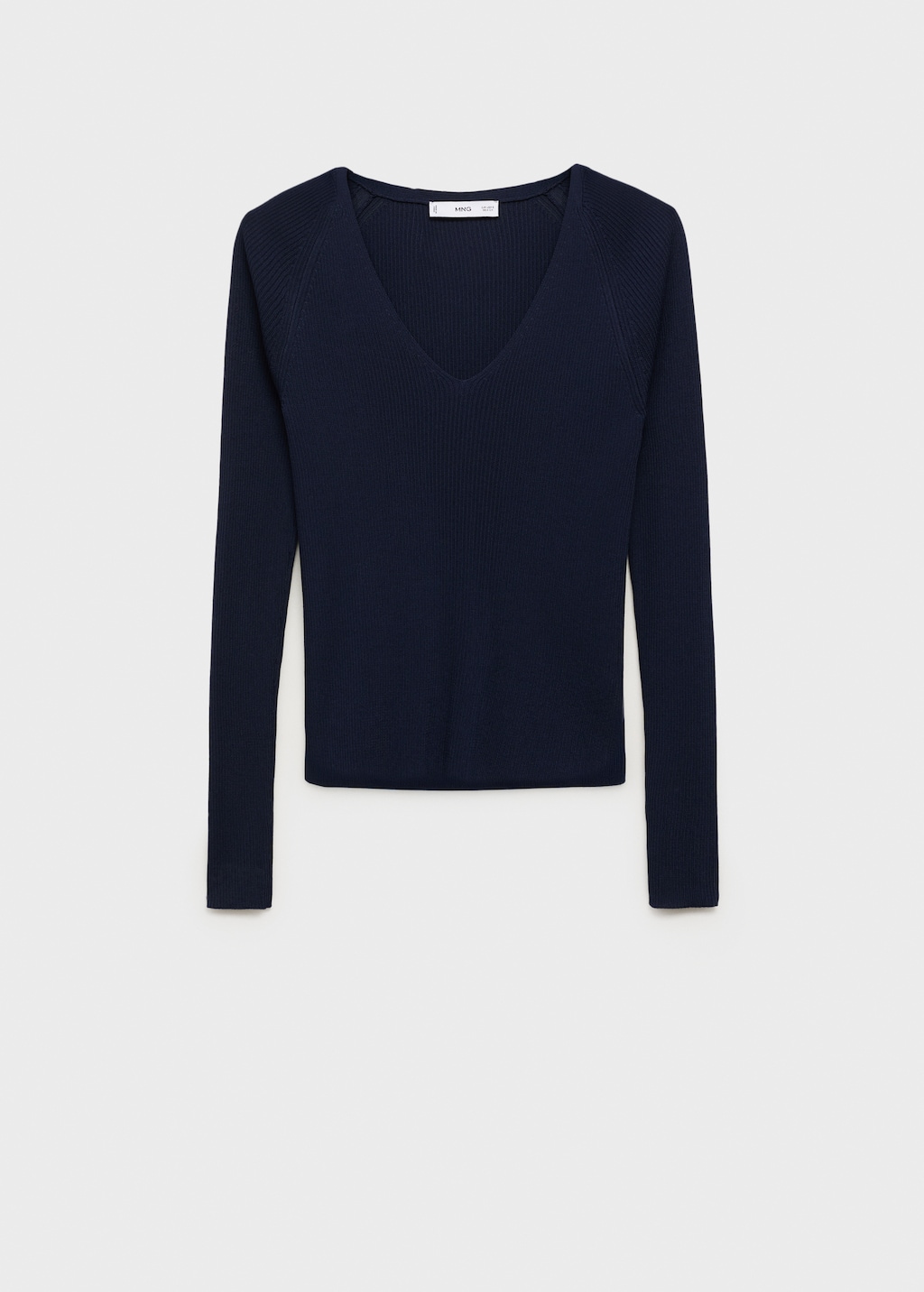 Mango V-neck ribbed knit sweater