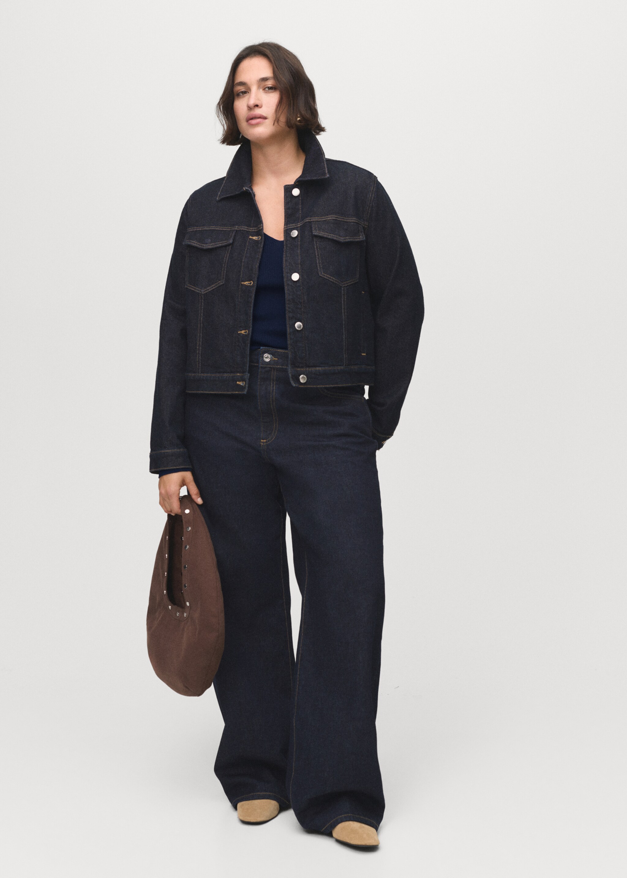 V-neck ribbed knit sweater - Details of the article 3, Dark Navy. Ref: 17084098-00.