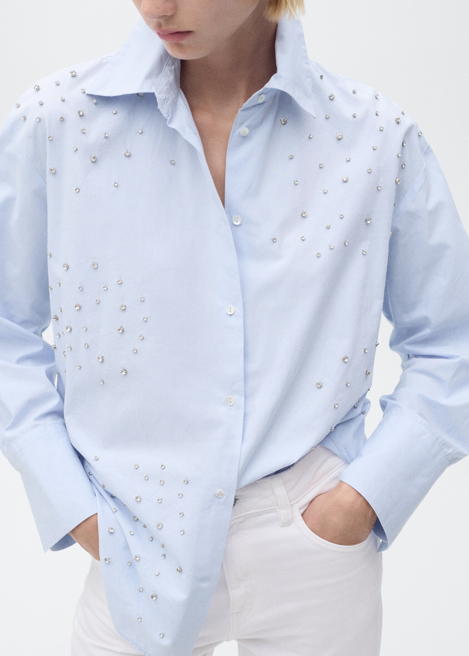 Camisa algodón strass - Plano medio