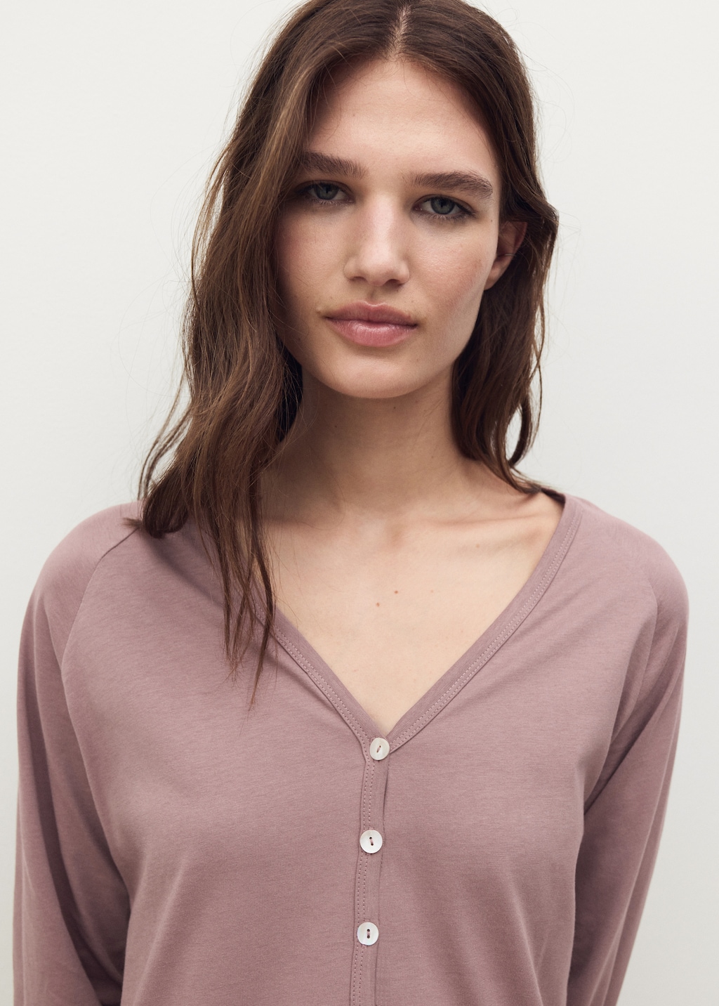 Cotton nightdress with button detail