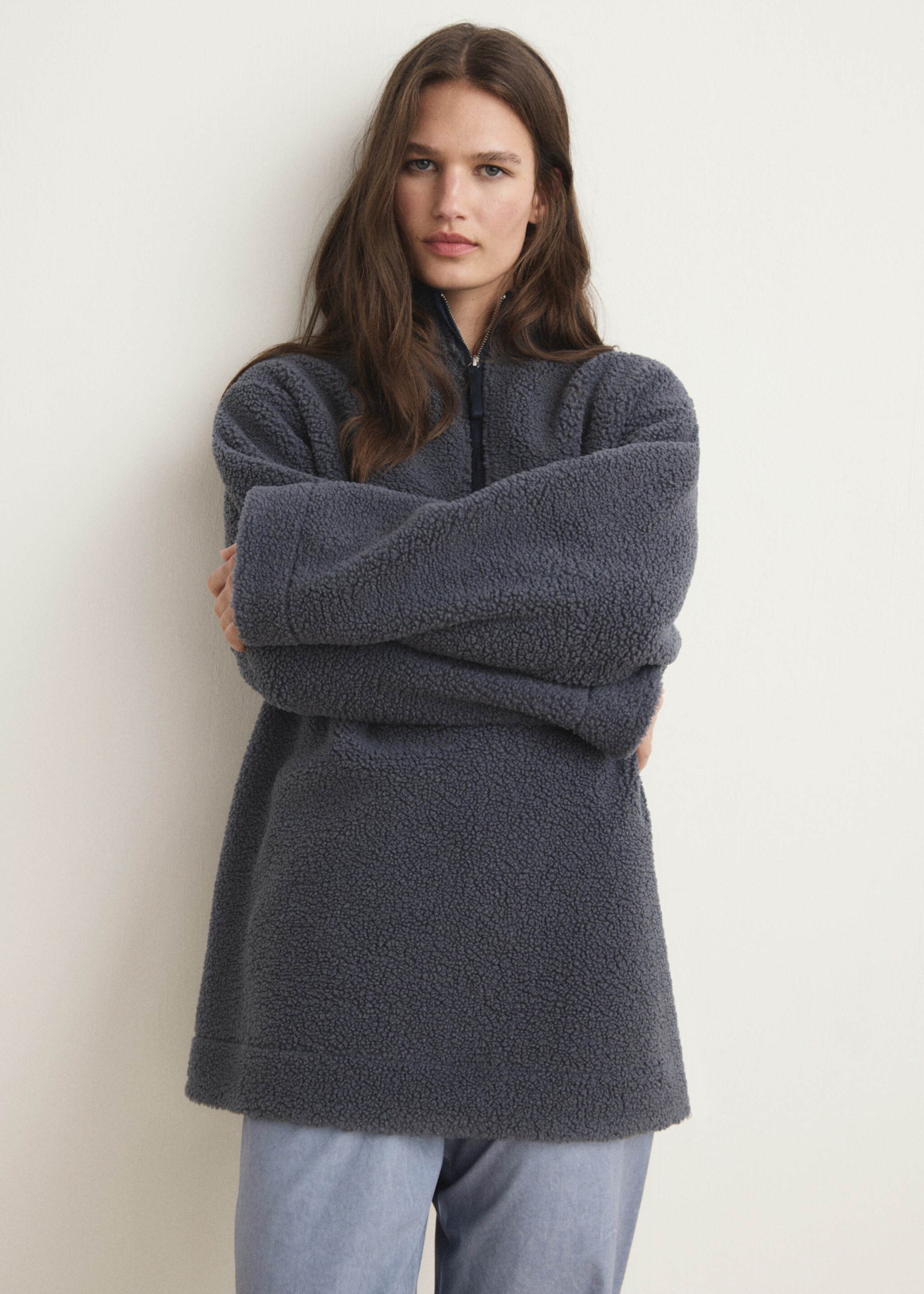 Fleece sweatshirt with zip - Medium plane, Ink Blue. Ref: 17084104-00.
