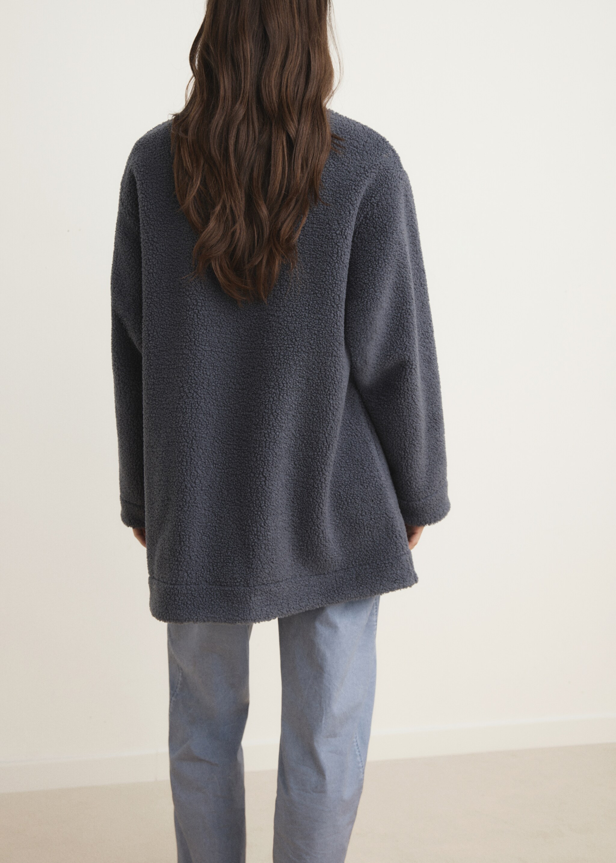 Fleece sweatshirt with zip - Reverse of the article, Ink Blue. Ref: 17084104-00.