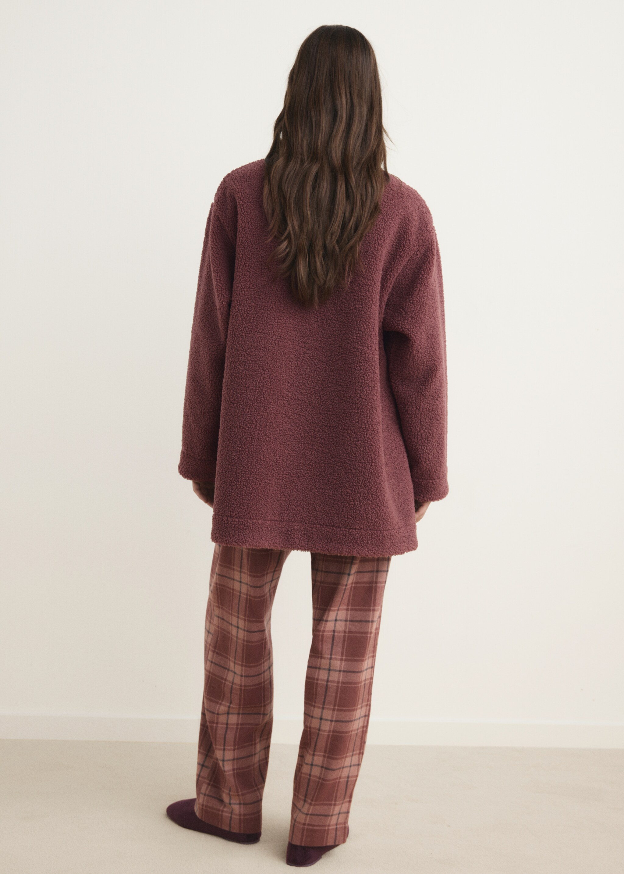 Fleece sweatshirt with zip - Reverse of the article, Russet. Ref: 17084104-00.