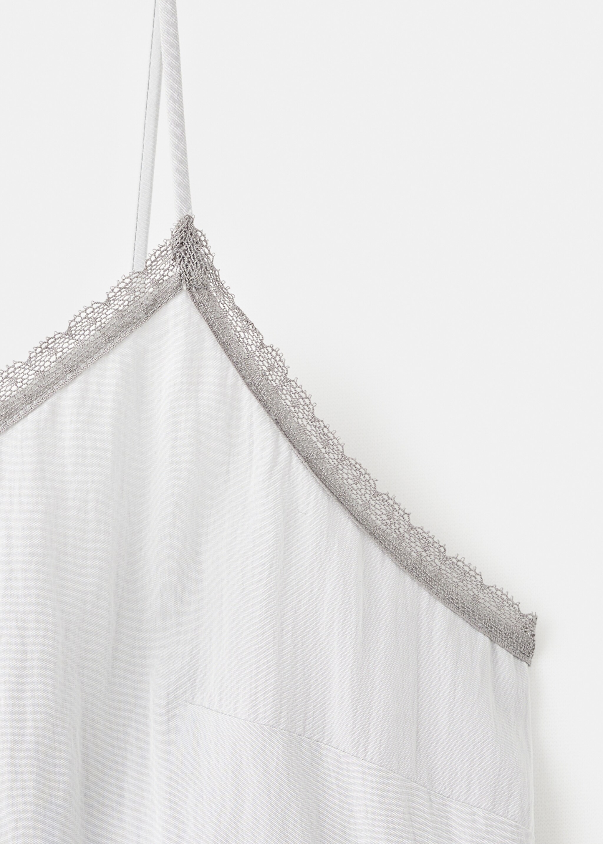 Lace nightgown with straps - Details of the article 8, Light/Pastel Grey. Ref: 17084105-00.