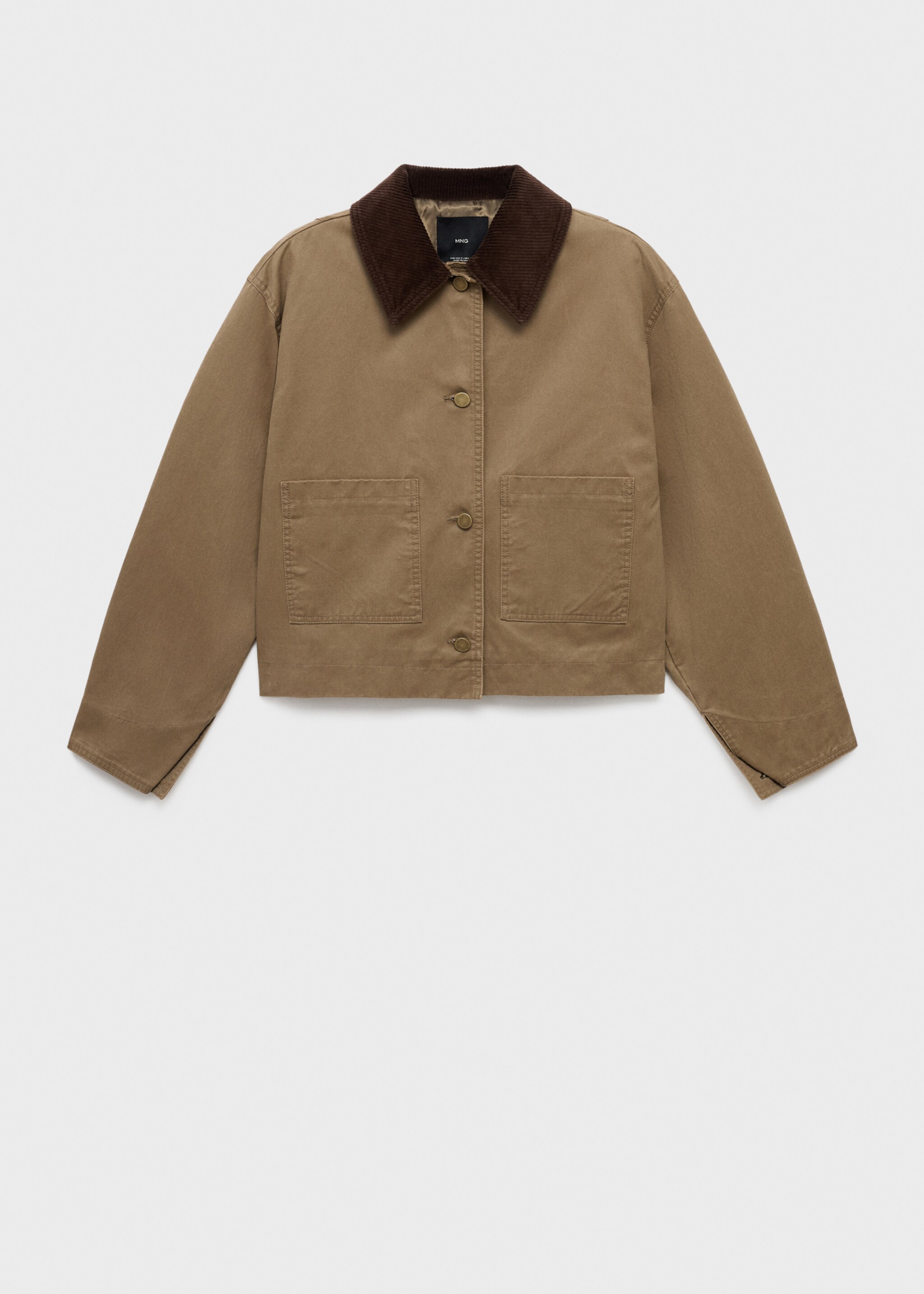 Corduroy collar denim jacket - Article without model, Ochre. Ref: 17084120-00.