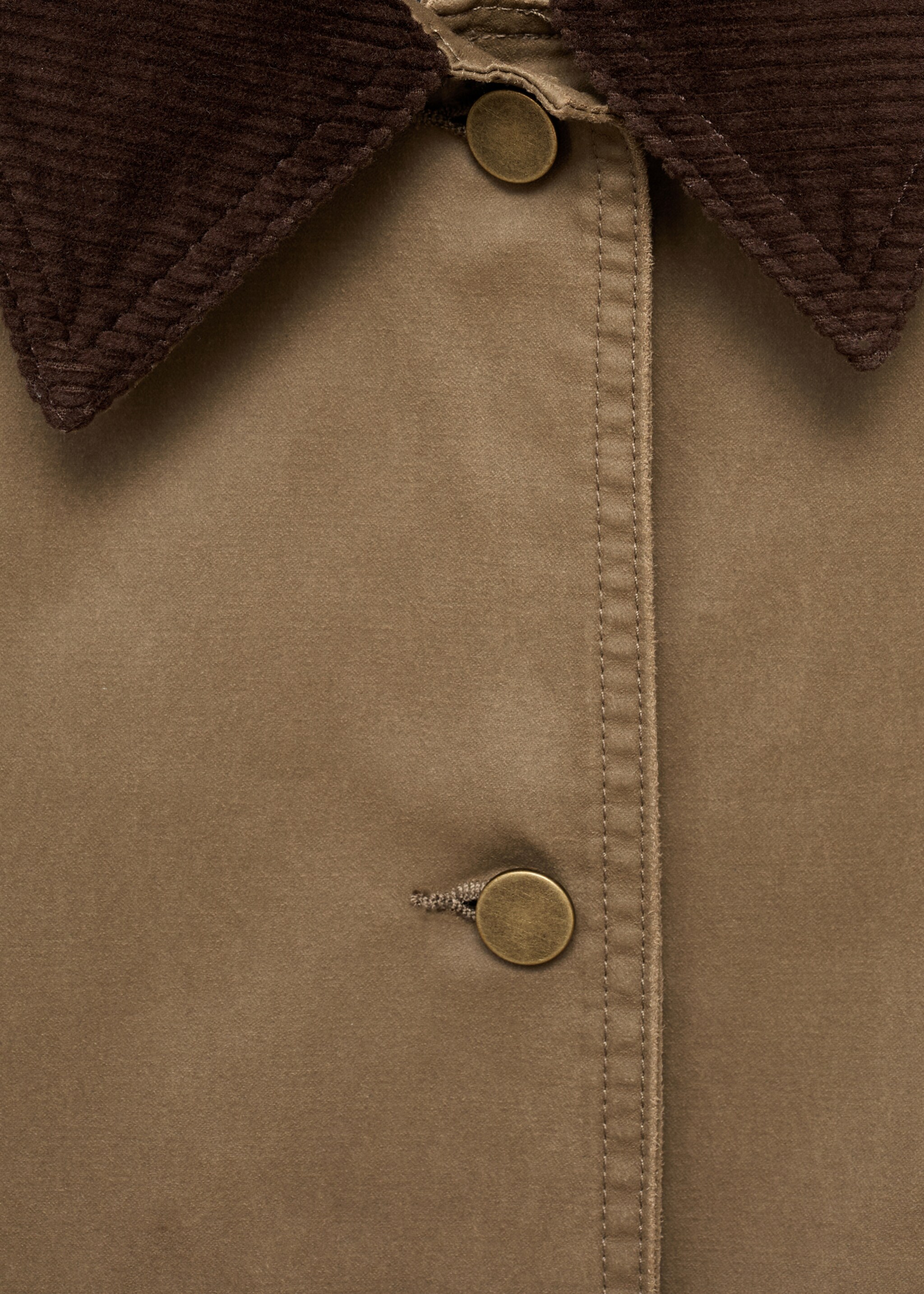 Corduroy collar denim jacket - Details of the article 8, Ochre. Ref: 17084120-00.