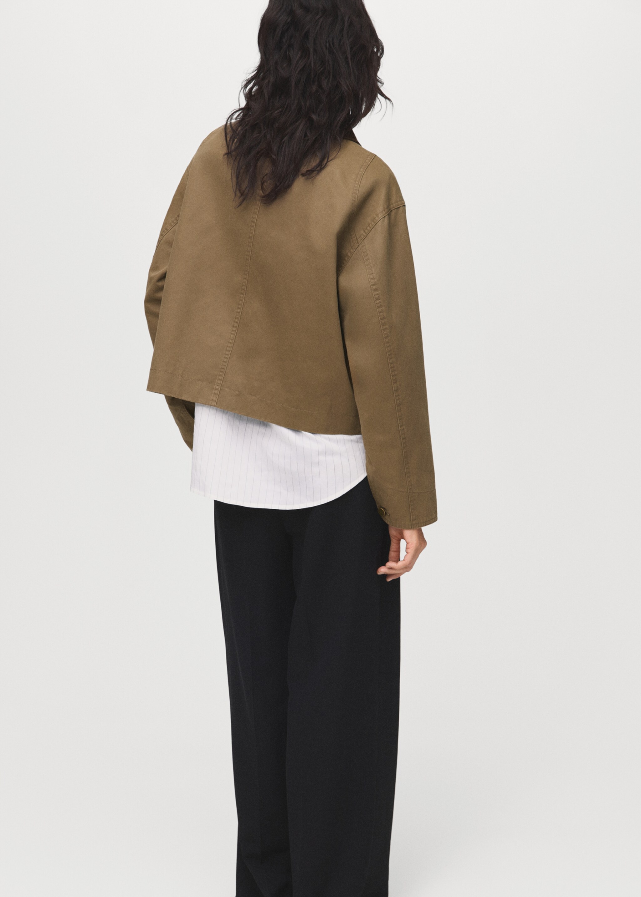 Corduroy collar denim jacket - Reverse of the article, Ochre. Ref: 17084120-00.