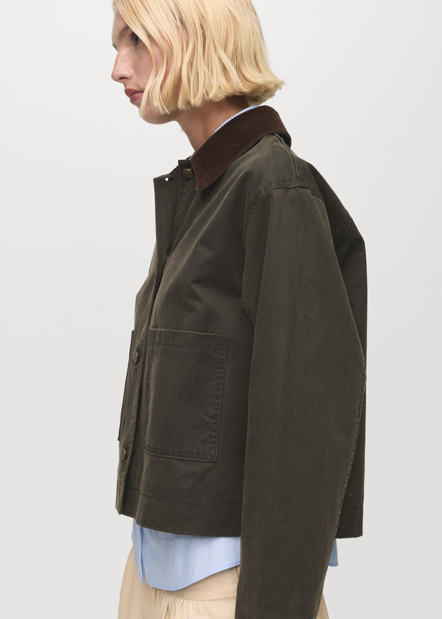 Corduroy collar denim jacket - Medium plane