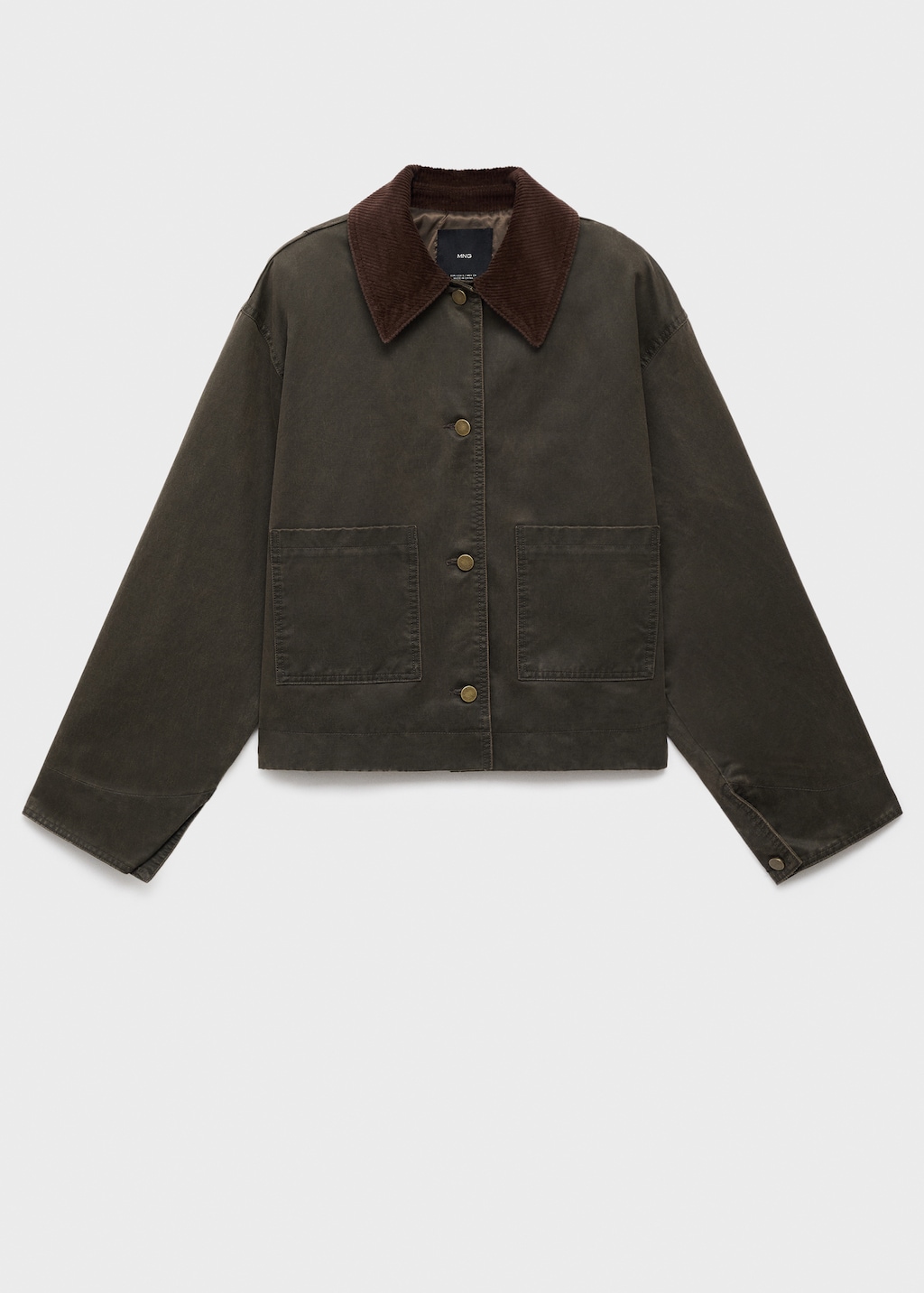 Denim barn jacket with corduroy collar