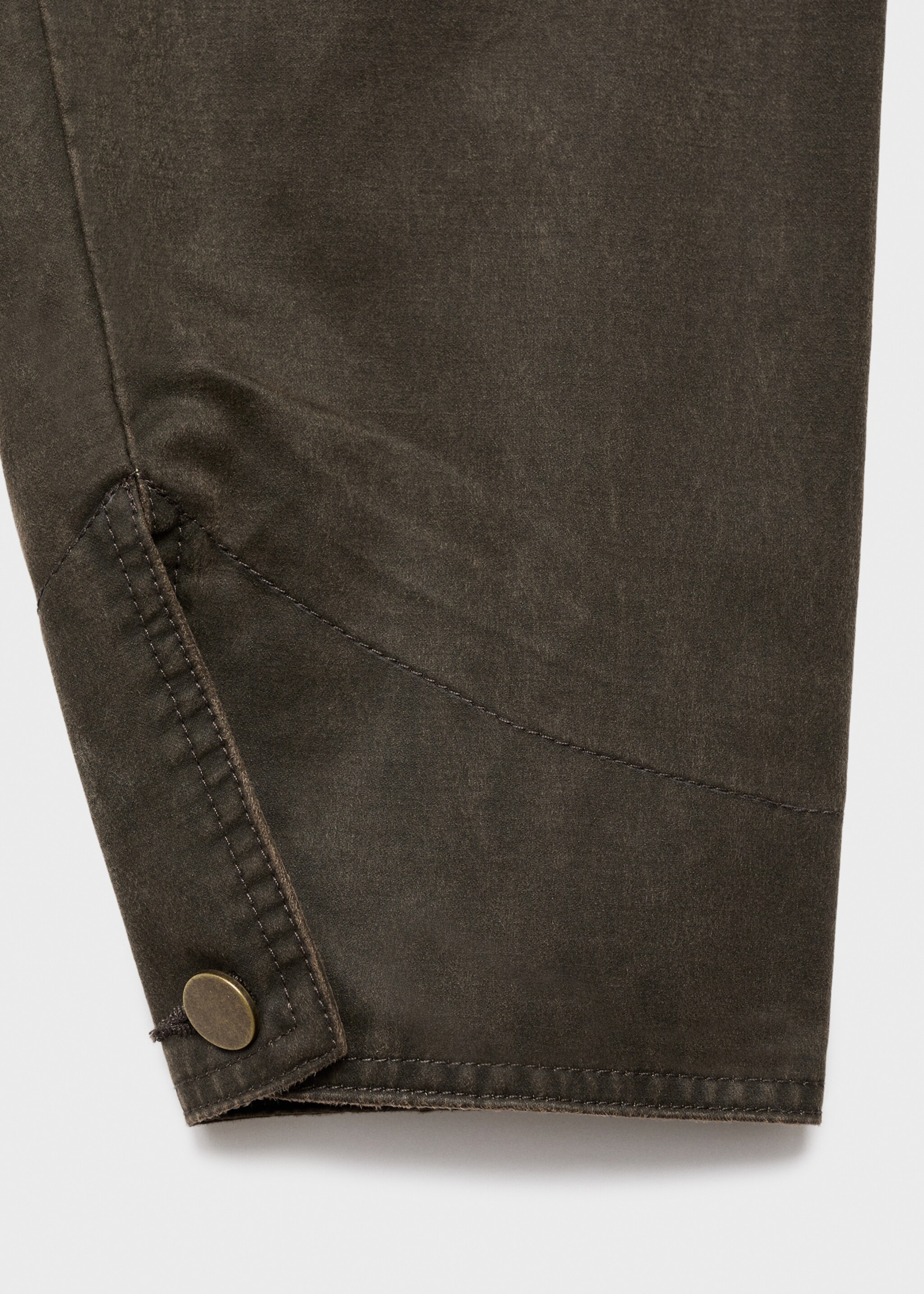 Corduroy collar denim jacket - Details of the article 0, Khaki. Ref: 17084120-00.