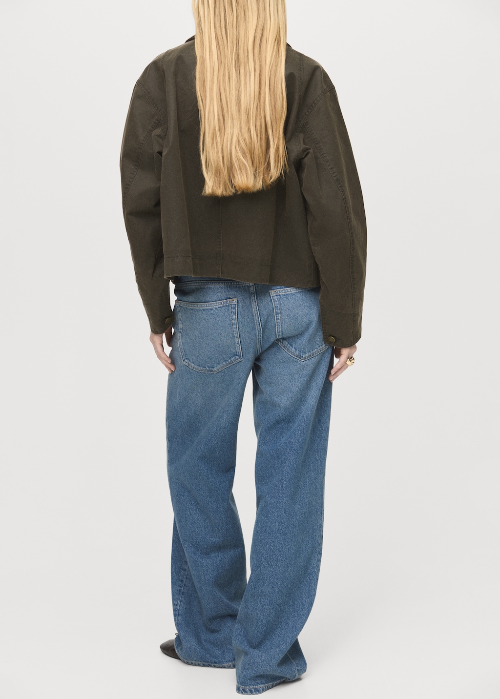 Denim barn jacket with corduroy collar