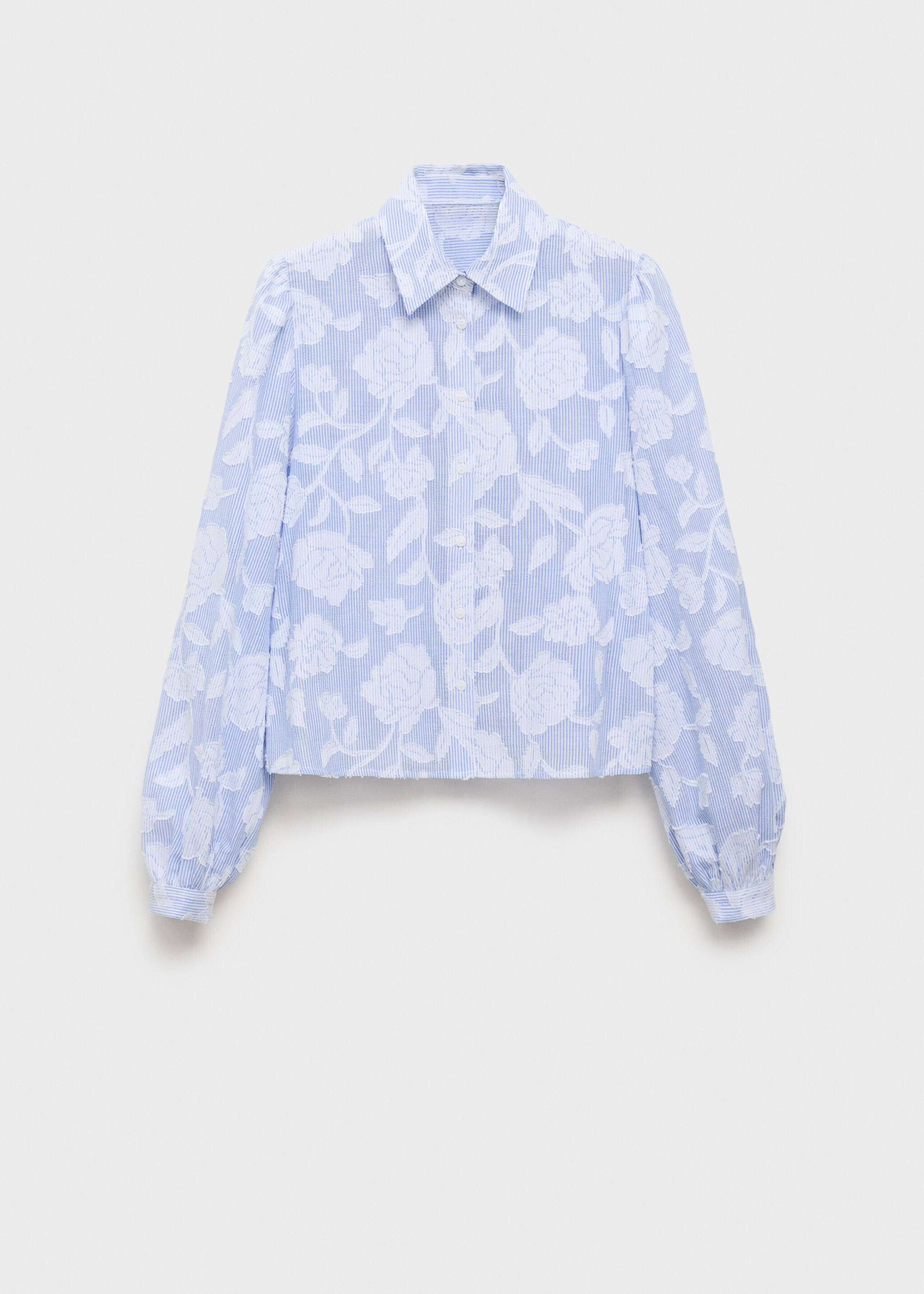Striped shirt with embroidered details - Article without model, Sky Blue. Ref: 17084133-00.