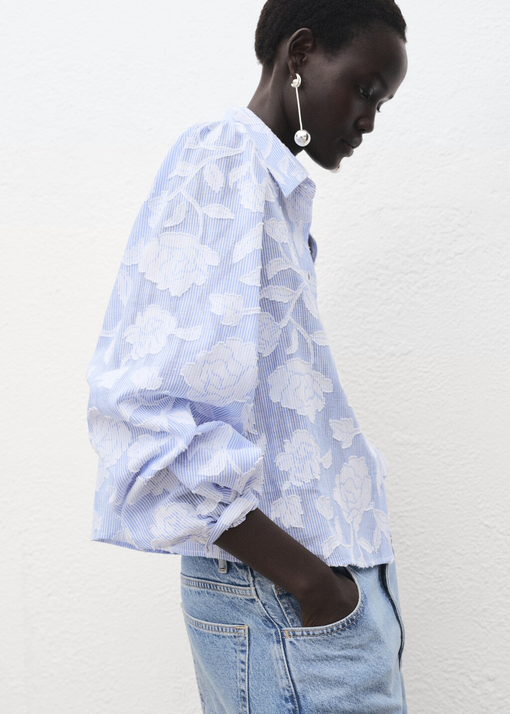 Striped shirt with embroidered details