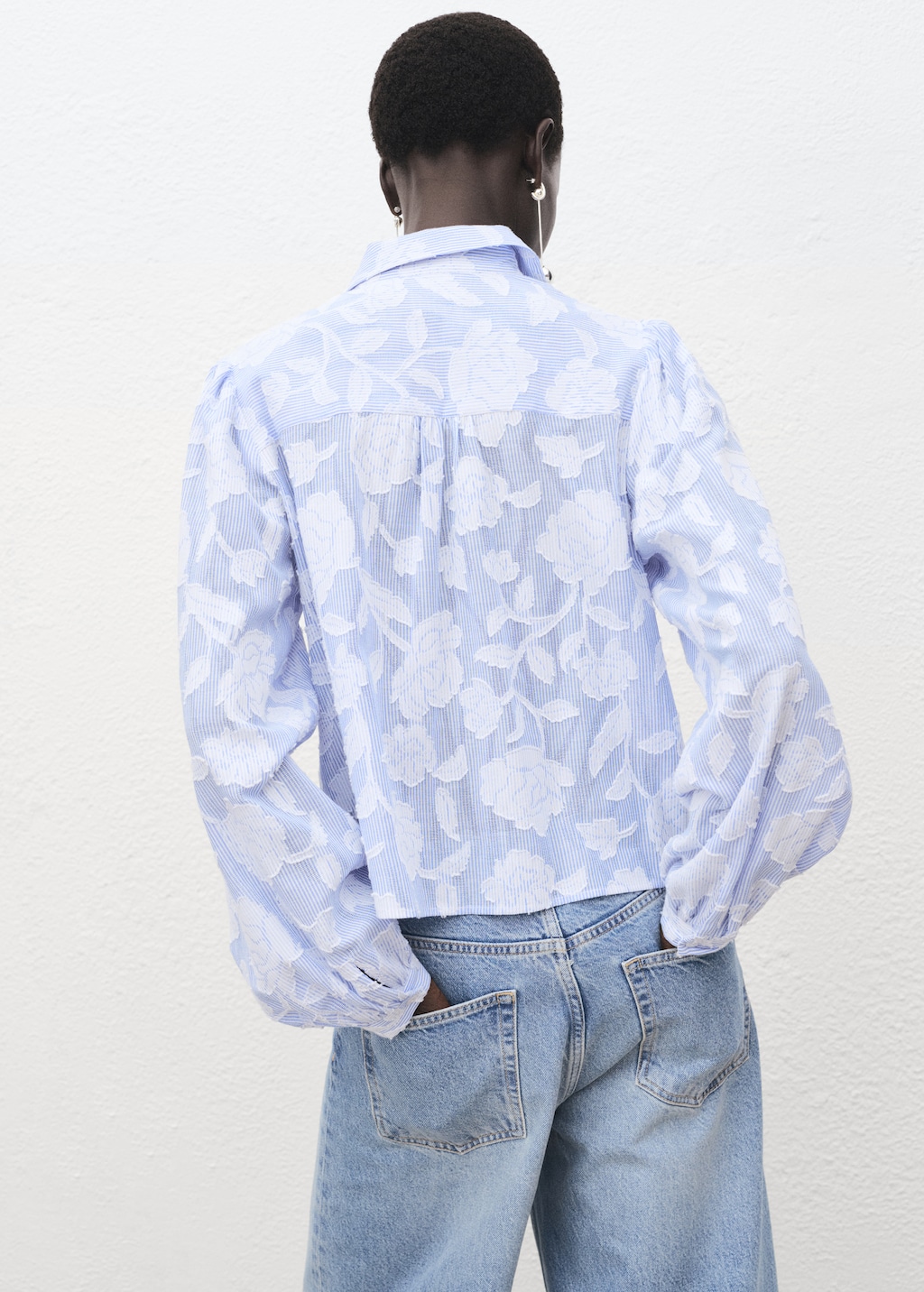 Mango Striped shirt with embroidered details thumbnail