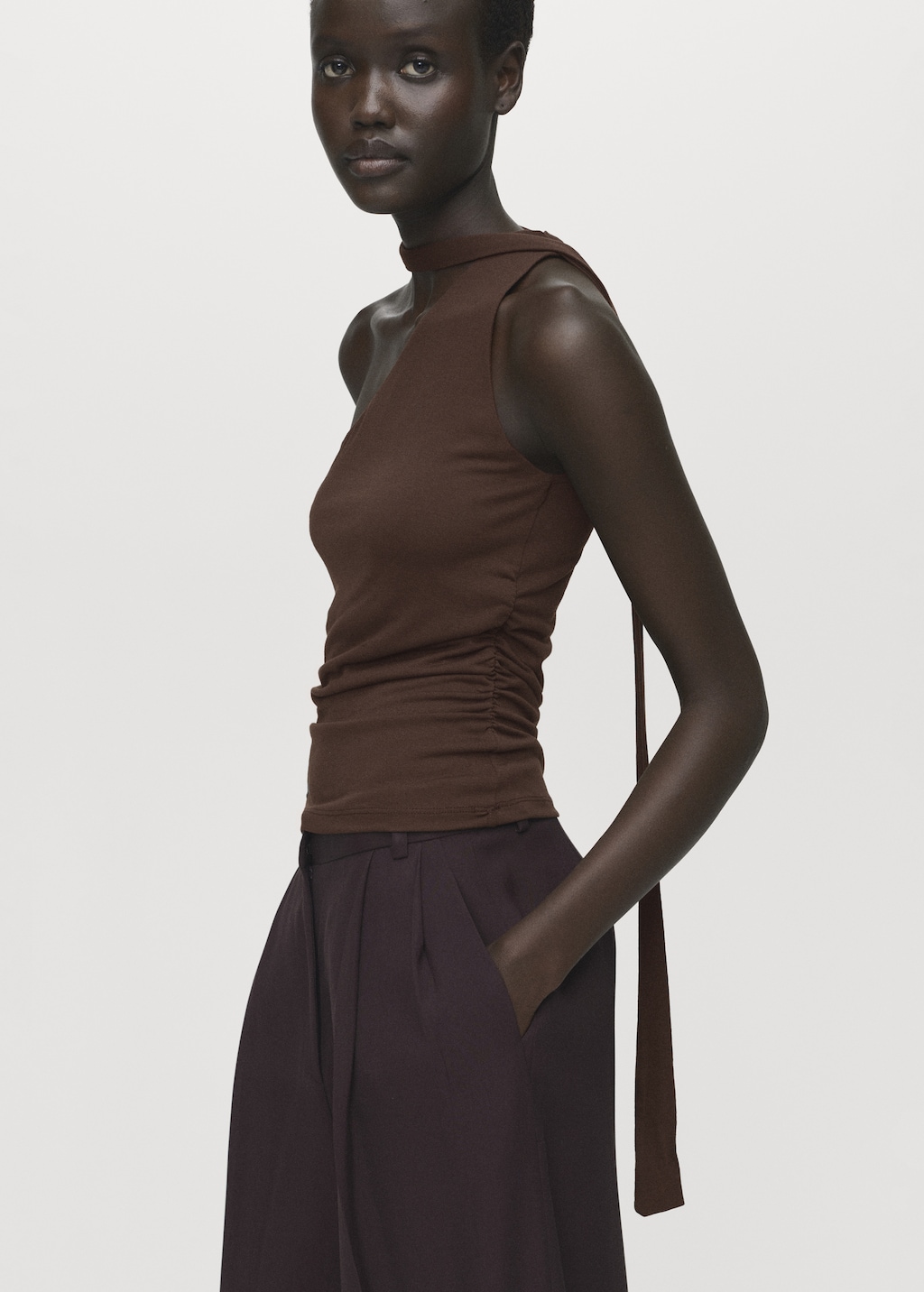 Asymmetrical foulard top