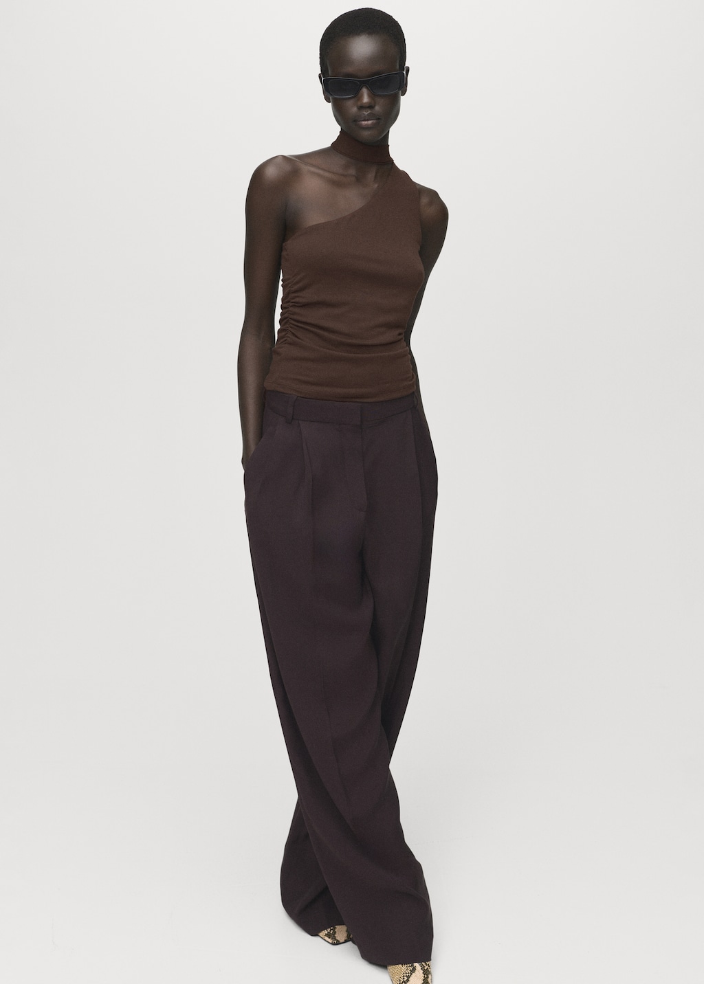 Asymmetrical foulard top