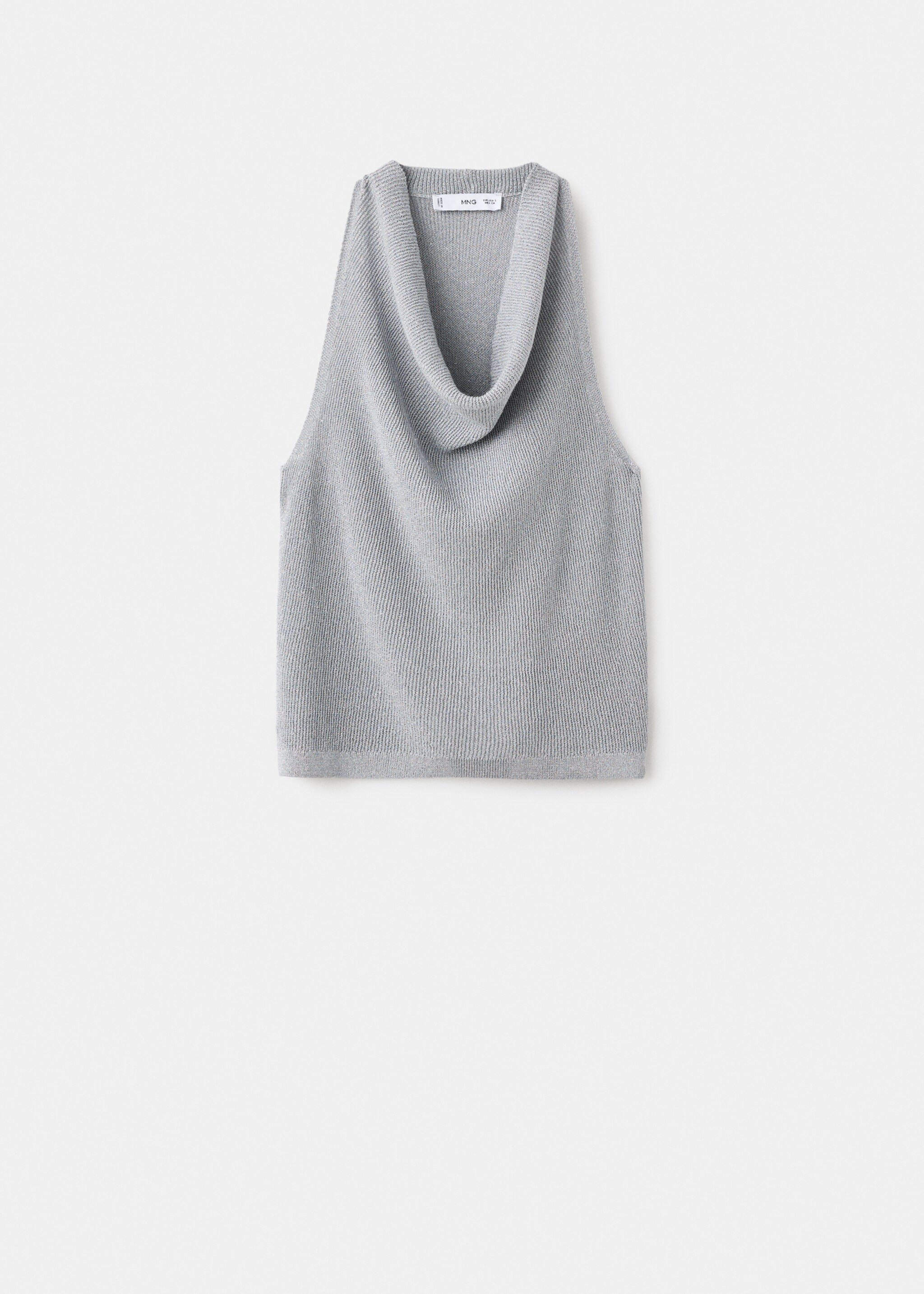 Lurex knitted top with draped neck - Article without model, Silver. Ref: 17084139-00.