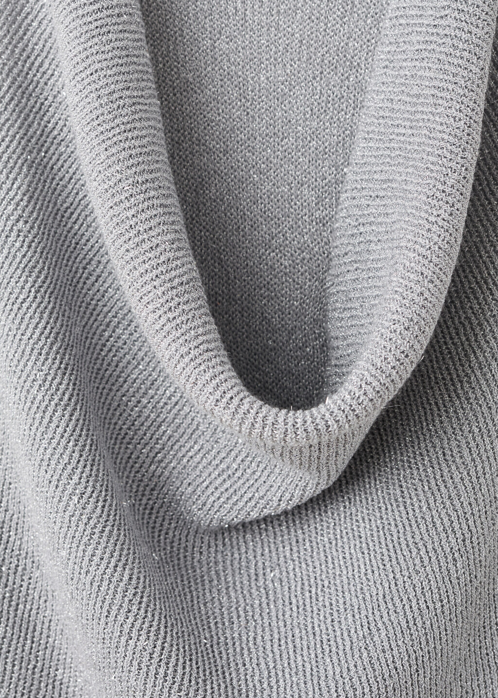 Lurex knitted top with draped neck - Details of the article 8, Silver. Ref: 17084139-00.