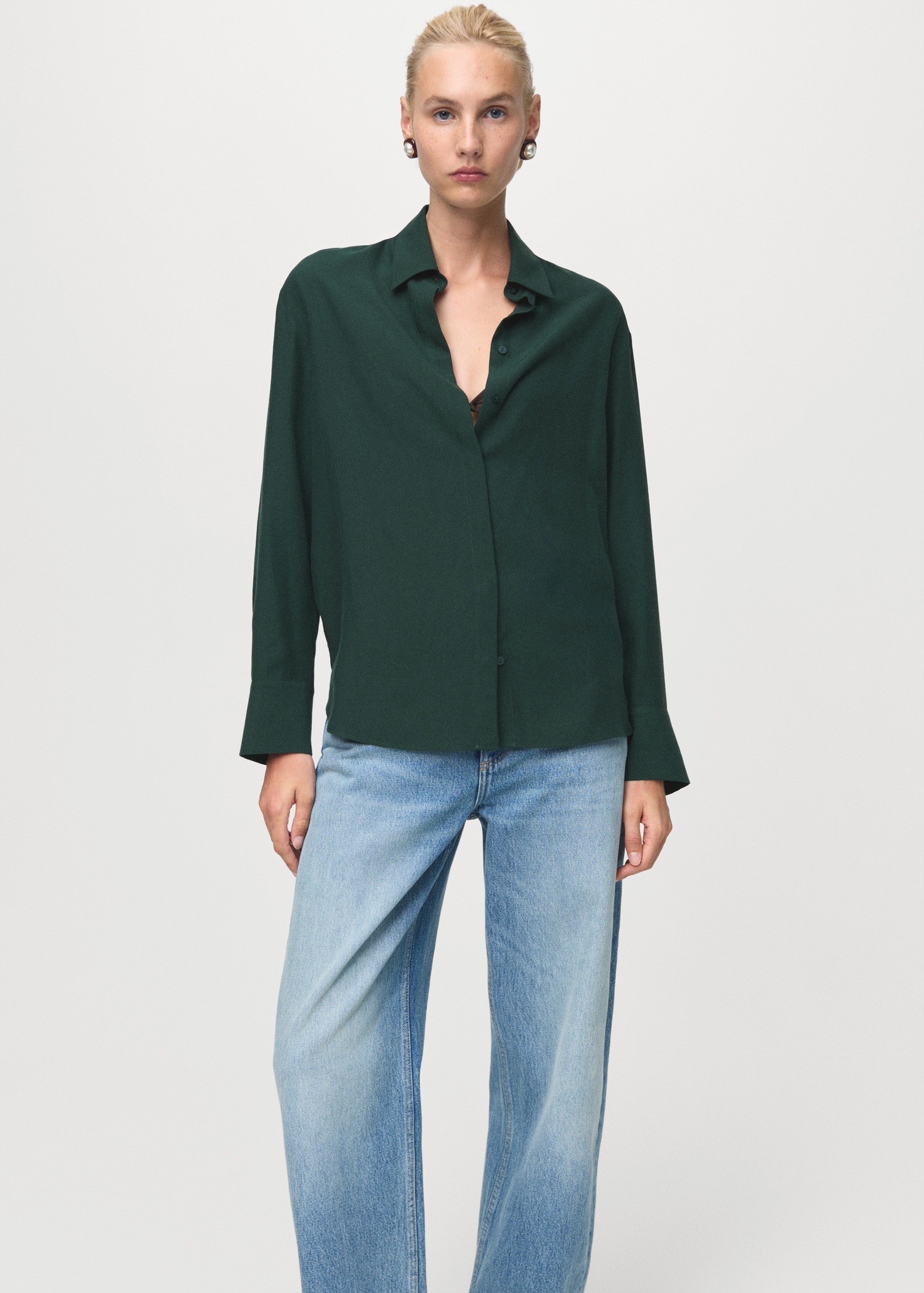 Lyocell shirt with hidden buttons - Medium plane
