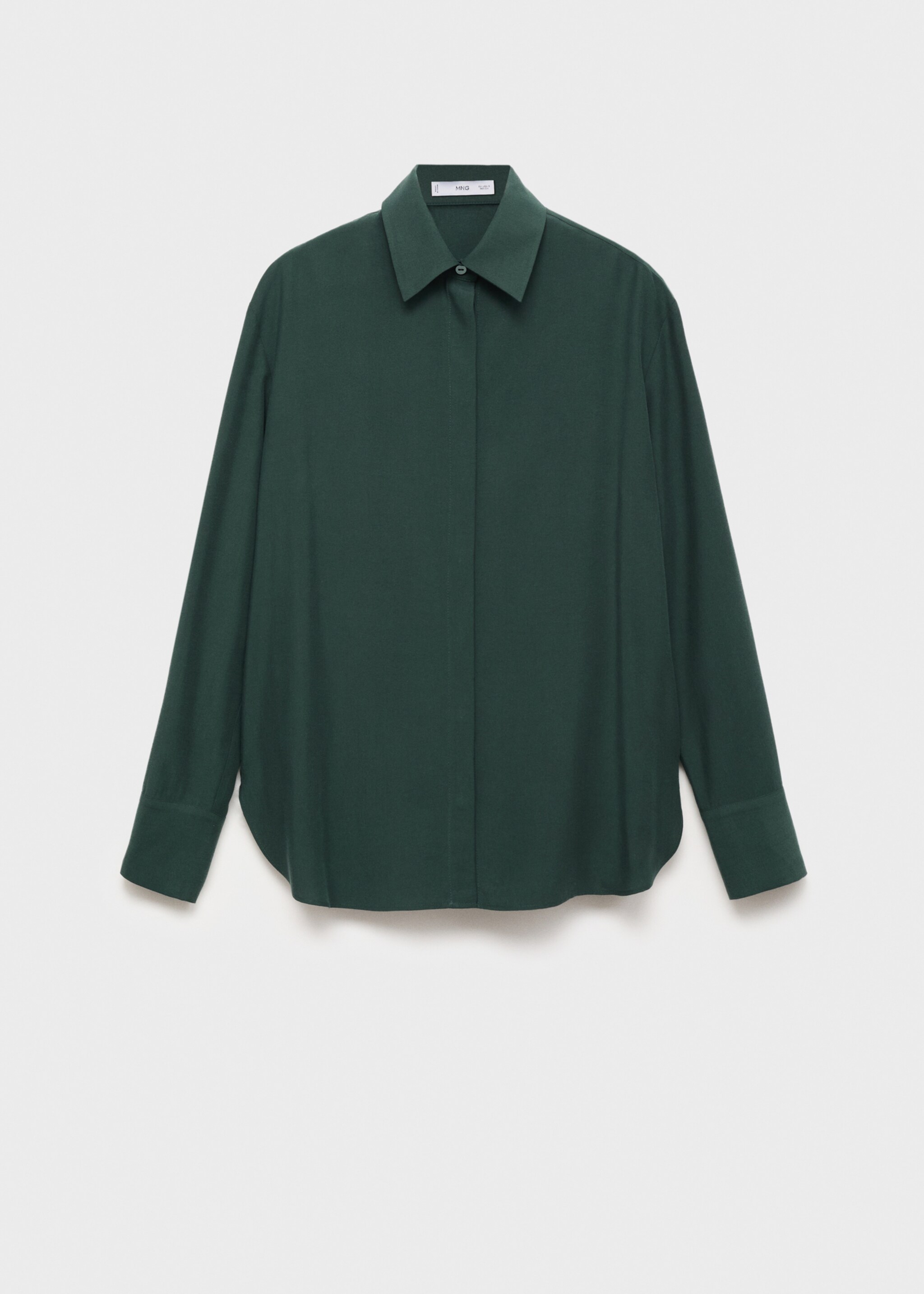 Lyocell shirt with hidden buttons - Article without model, Green. Ref: 17084140-00.