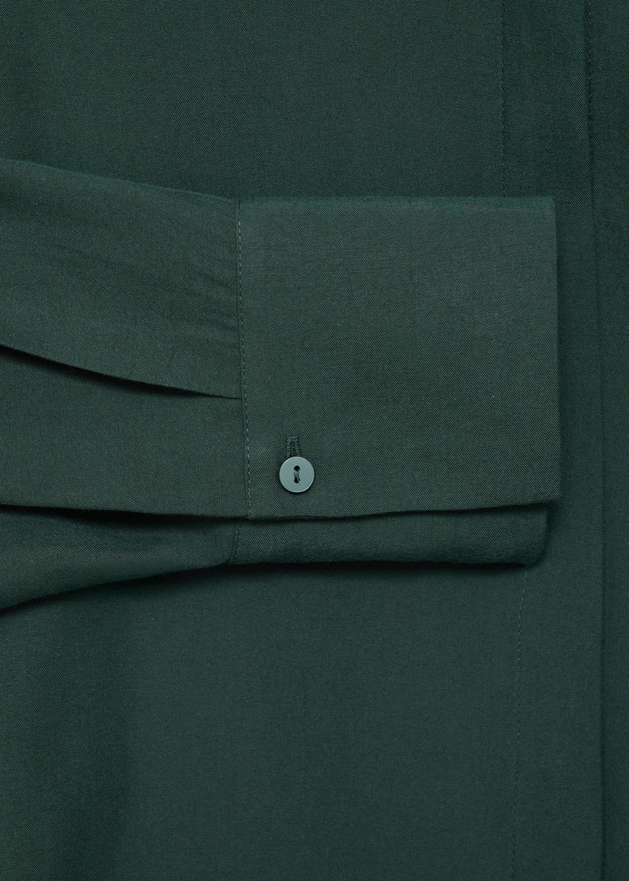 Lyocell shirt with hidden buttons - Details of the article 0, Green. Ref: 17084140-00.