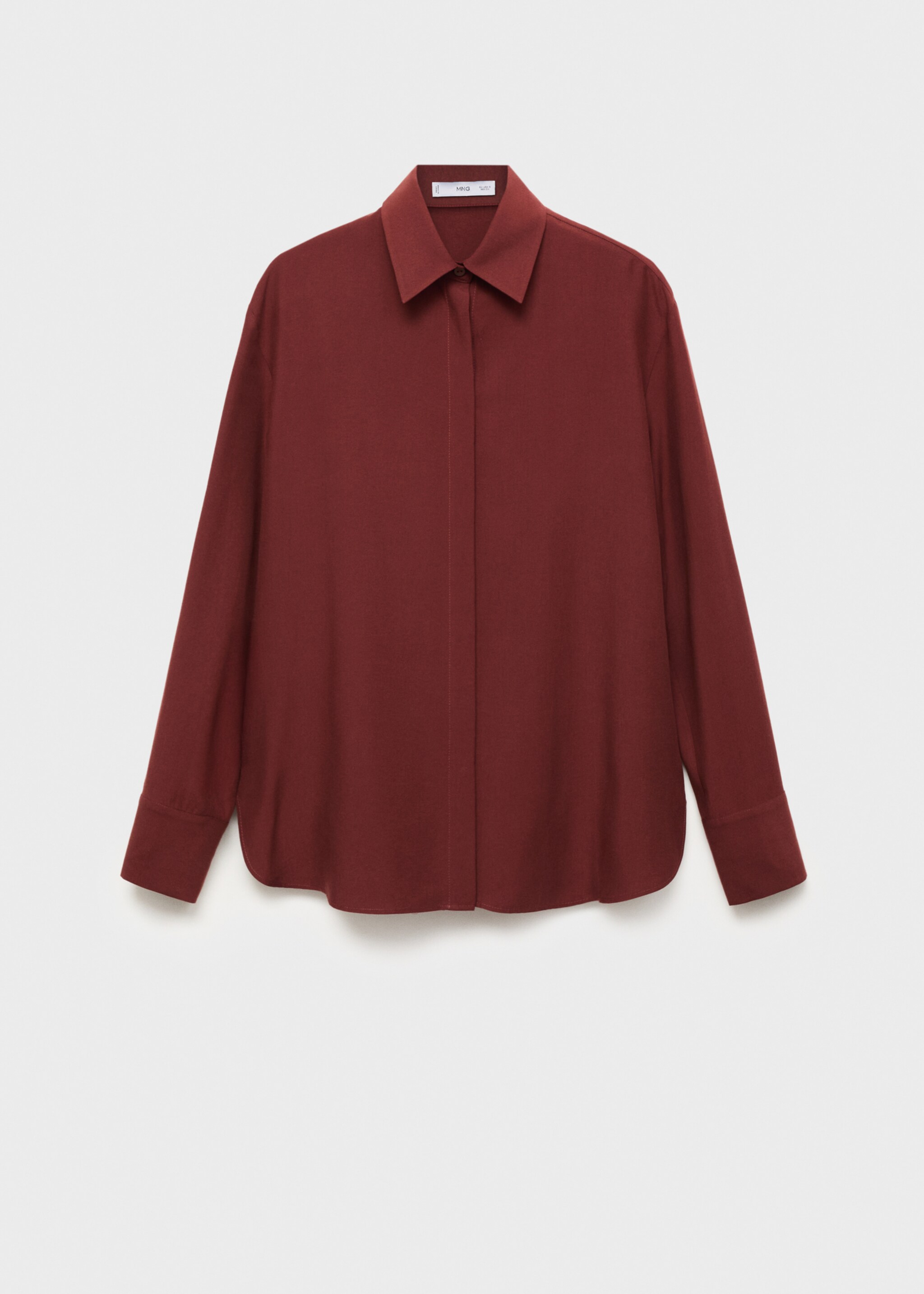 Lyocell shirt with hidden buttons - Article without model, Russet. Ref: 17084140-00.