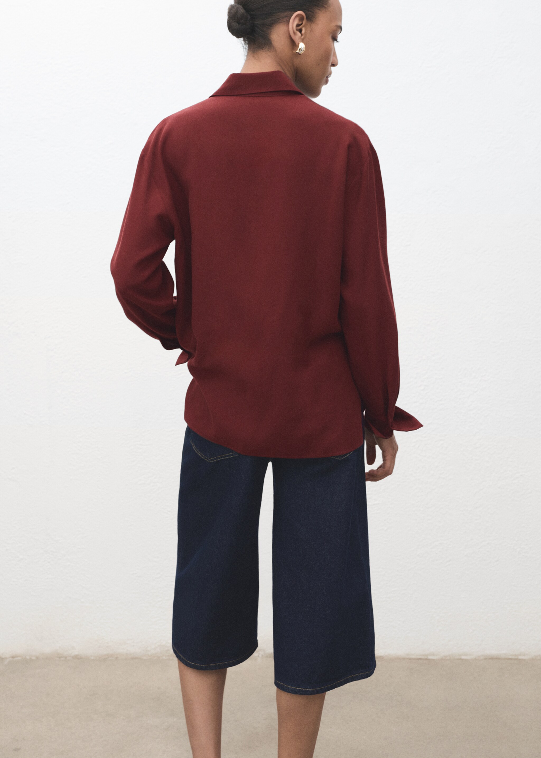 Lyocell shirt with hidden buttons - Reverse of the article, Russet. Ref: 17084140-00.