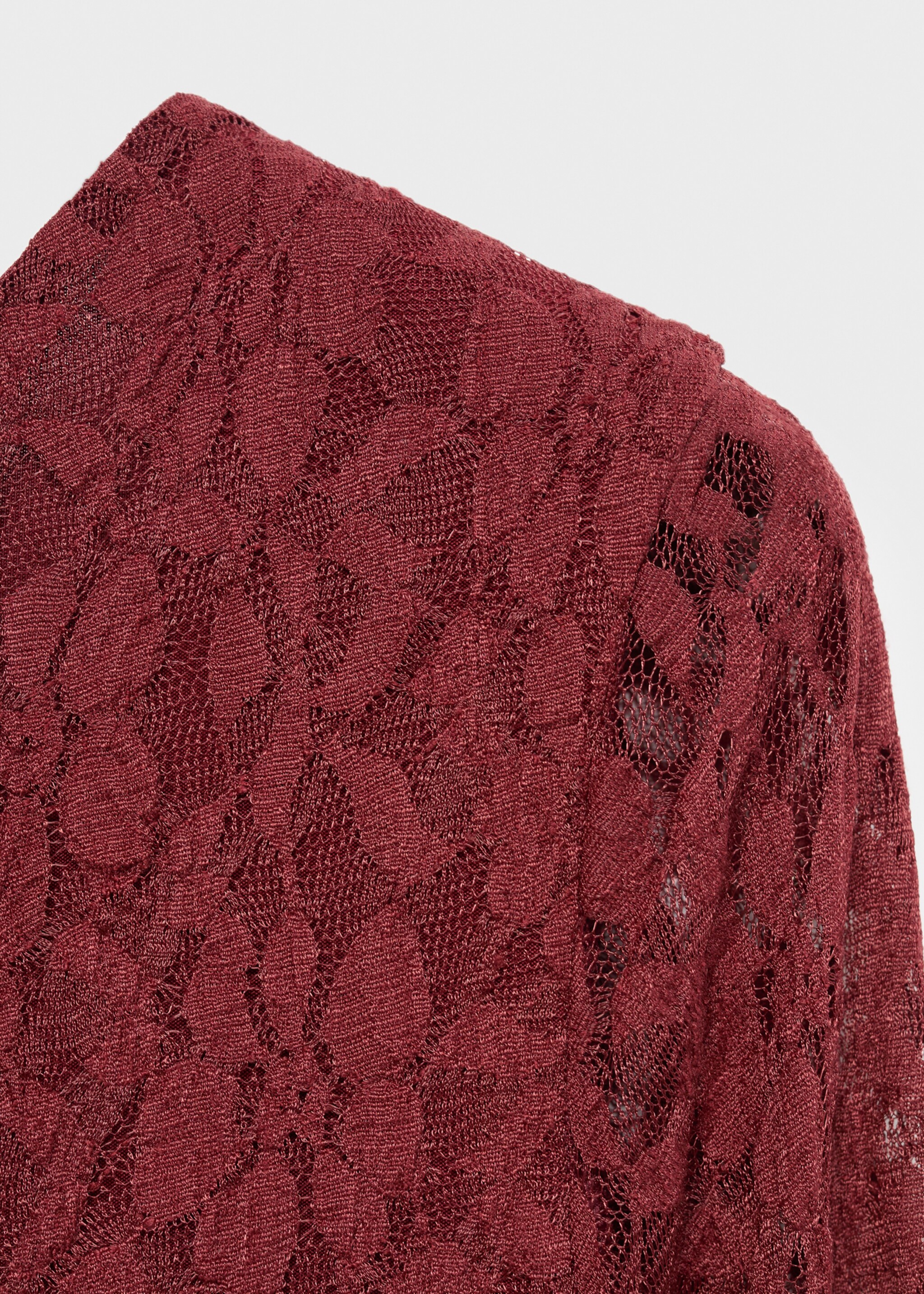 Spitzenkleid mit Glockenärmeln - Detail des Artikels 8, Weinrot. Ref: 17084141-00.
